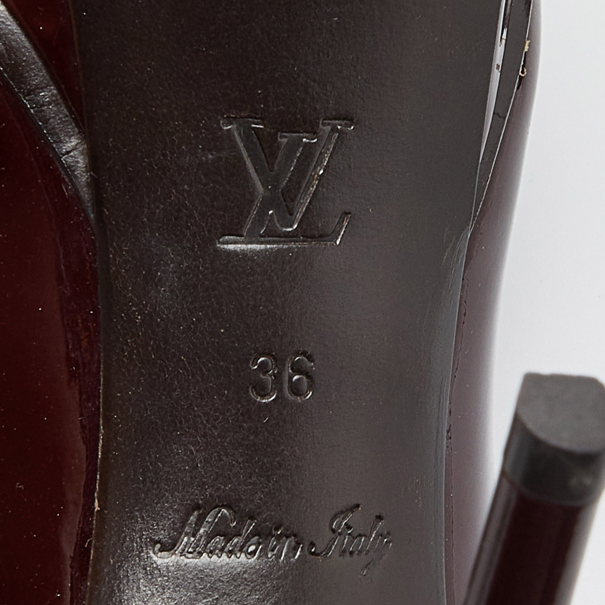 Louis Vuitton Burgundy Patent Leather Eyeline Pumps Size 36