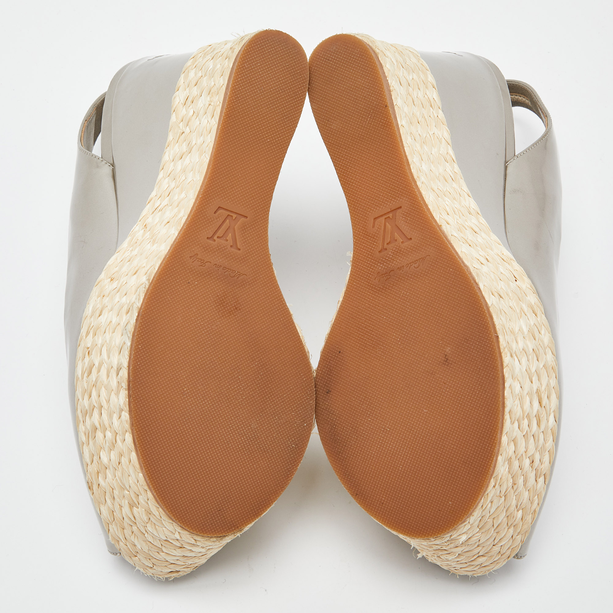Louis Vuitton Metallic Leather Lagoon Wedge Sandals Size 37