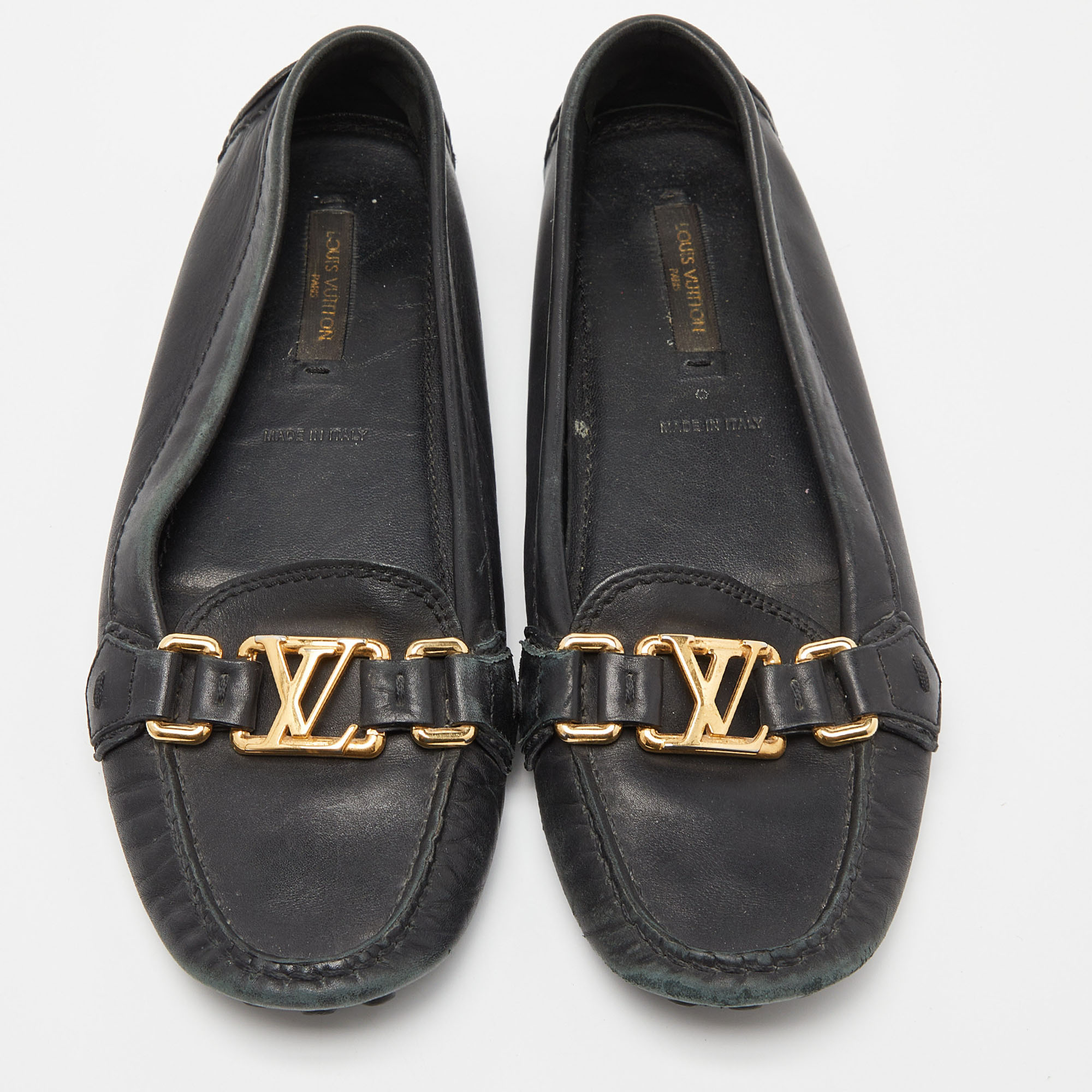 Louis Vuitton Black Leather Oxford Loafers Size 36