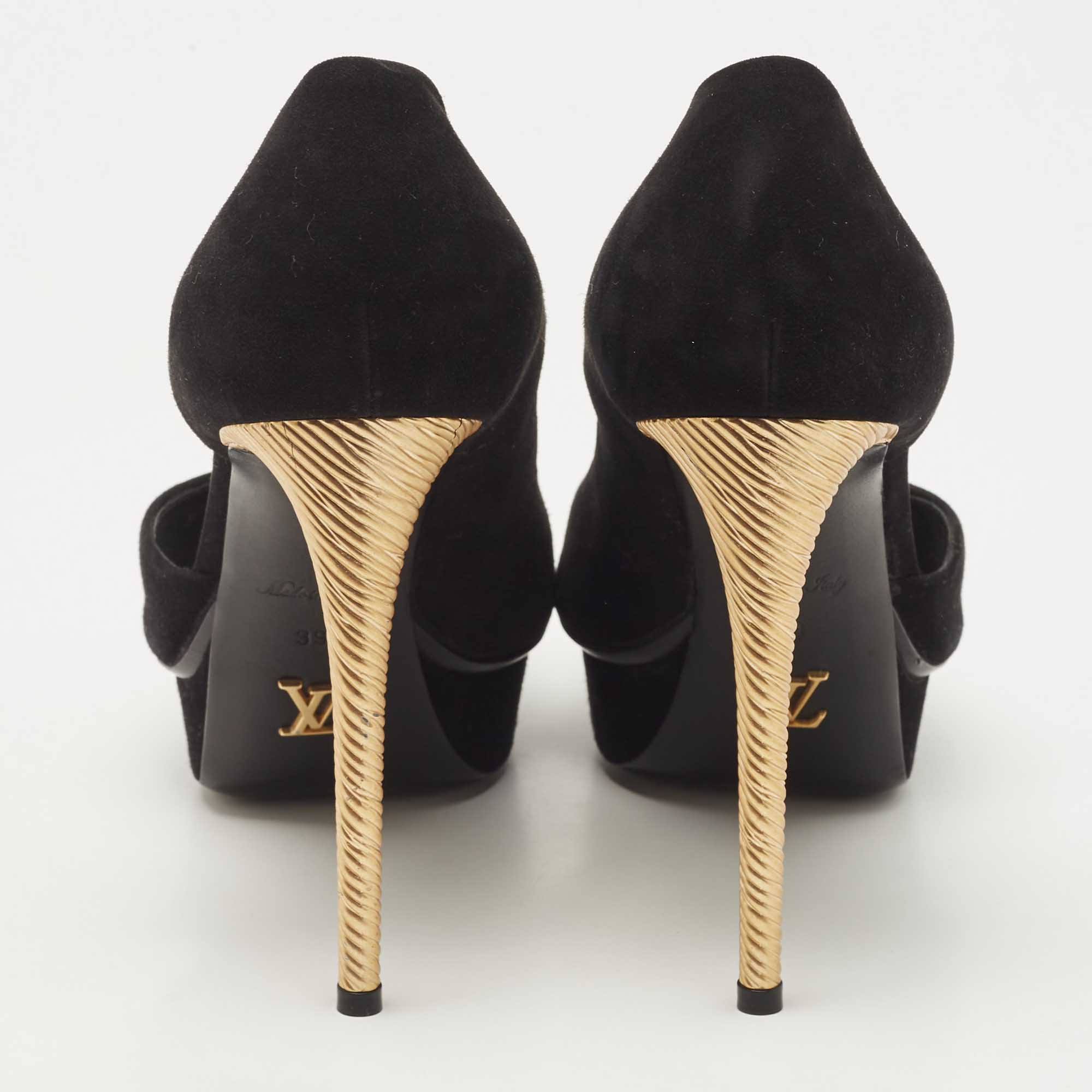 Louis Vuitton Black Suede D'orsay Peep Toe Pumps Size 39