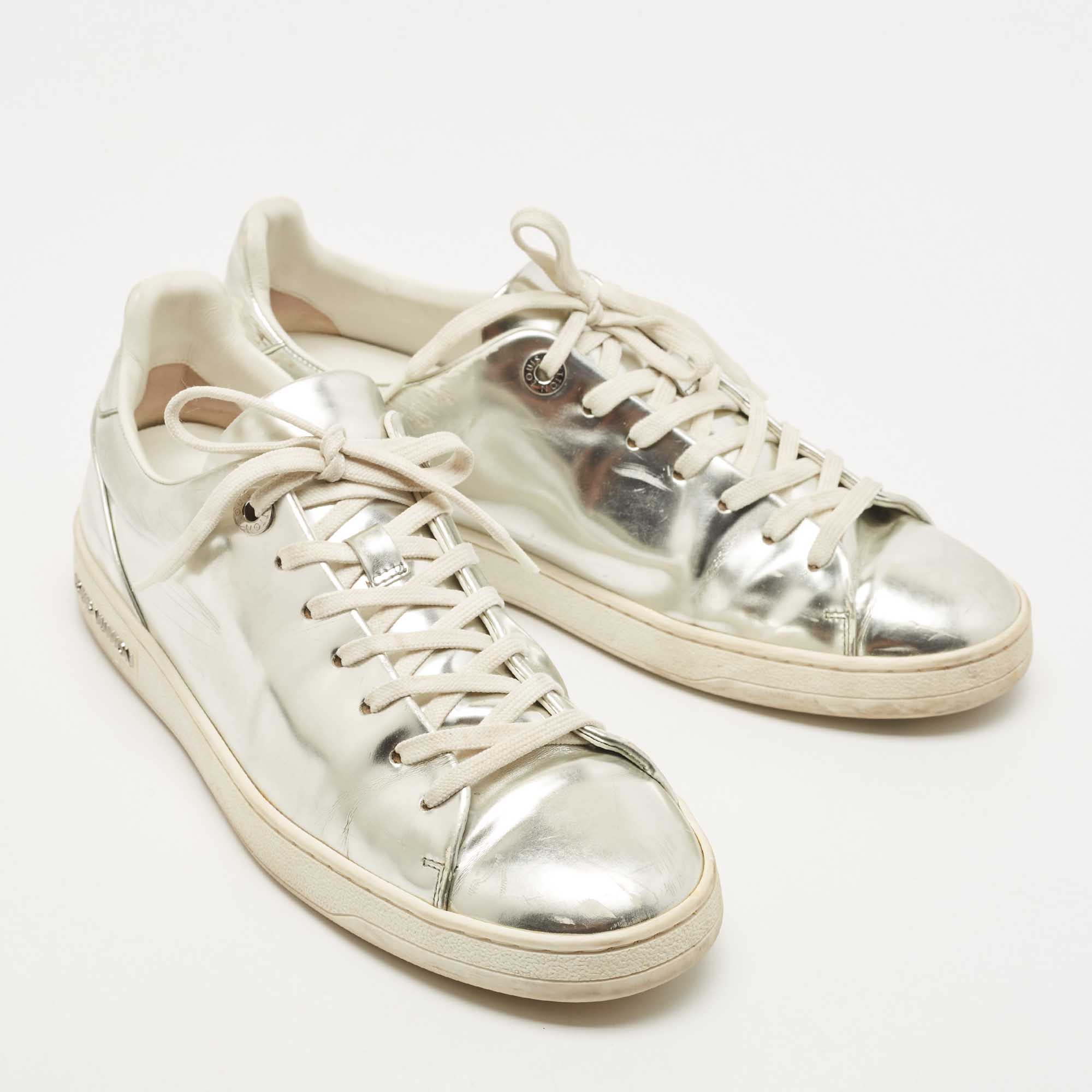Louis Vuitton Silver Leather Frontrow Sneakers Size 38.5