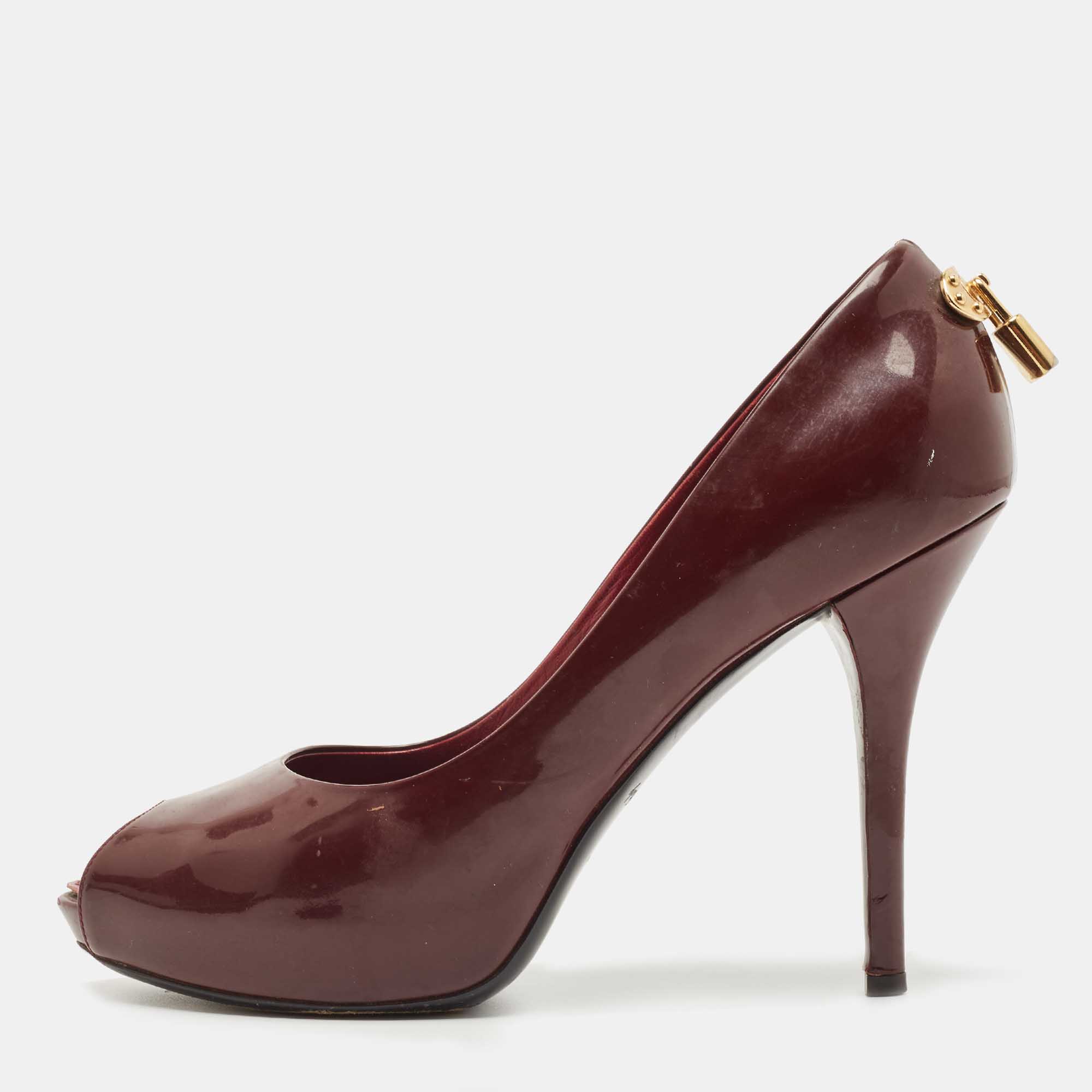 Louis Vuitton Burgundy Patent Leather Oh Really! Pumps Size 39
