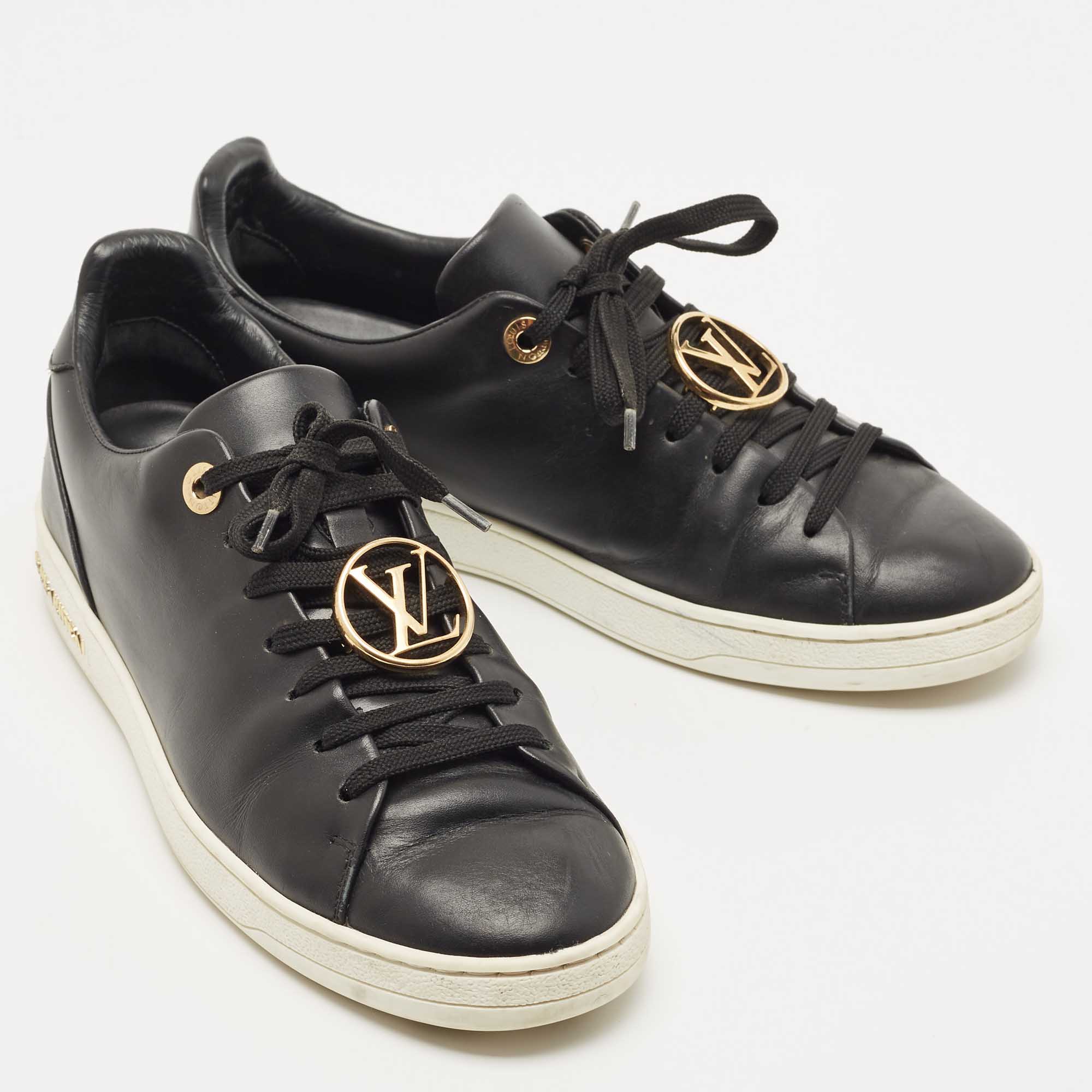 Louis Vuitton Black Leather Frontrow Sneakers Size 36.5