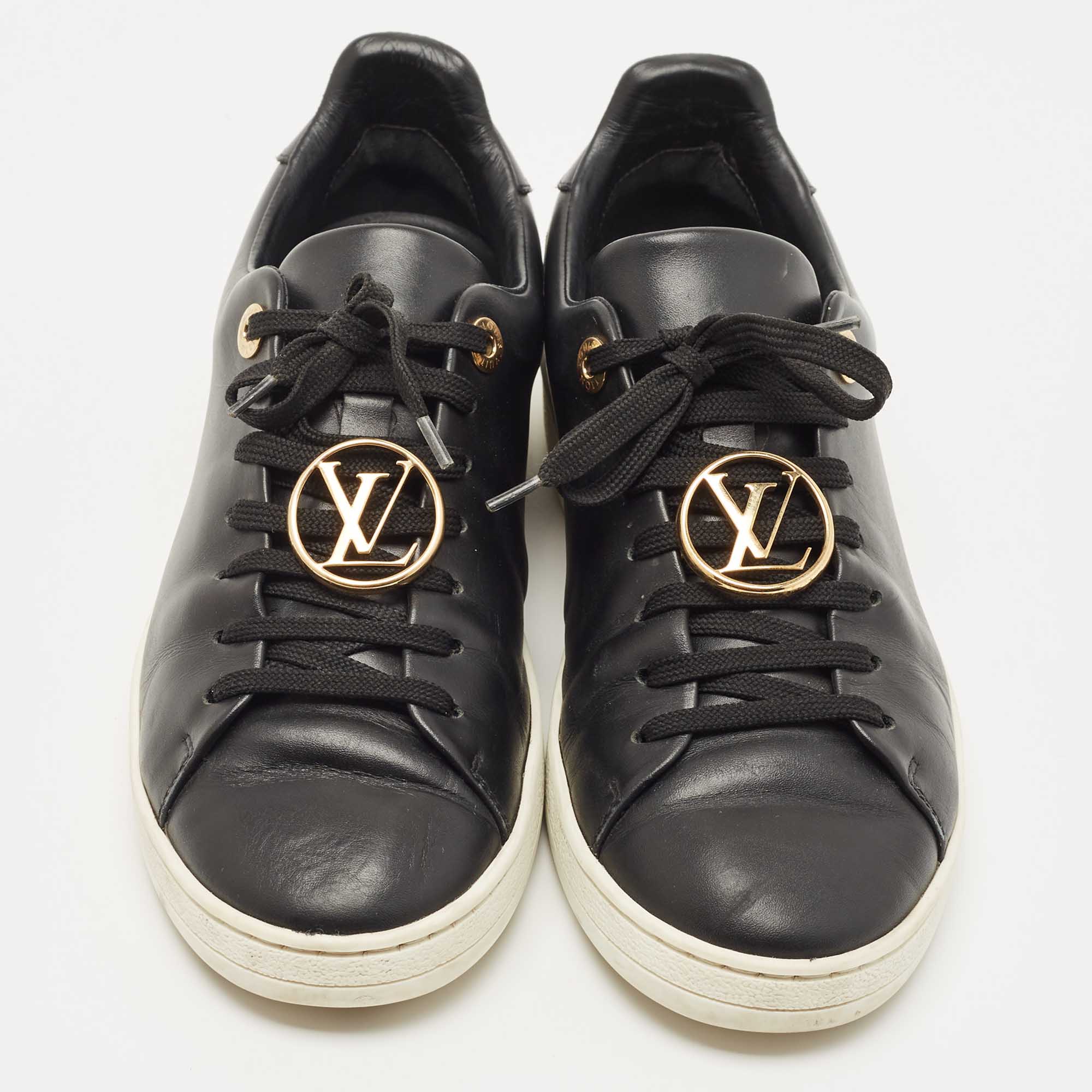 Louis Vuitton Black Leather Frontrow Sneakers Size 36.5