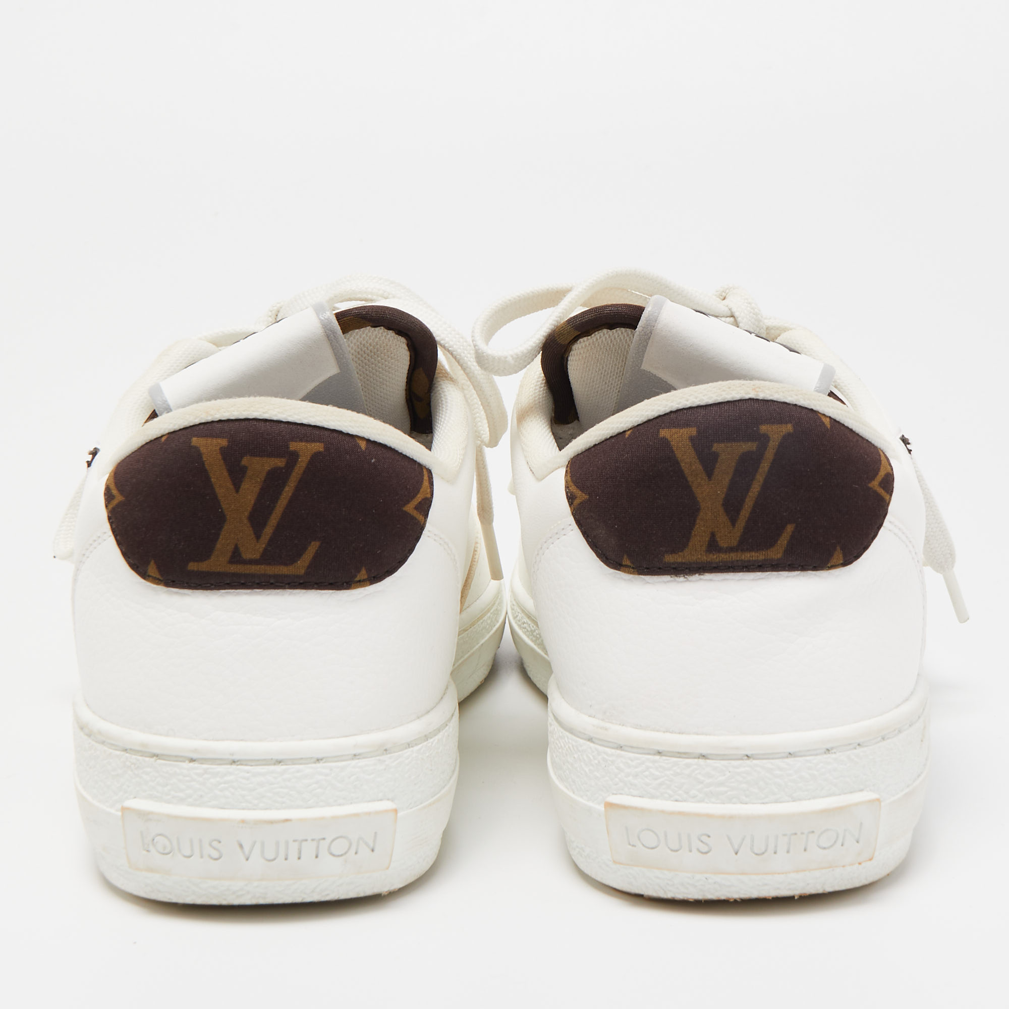 Louis Vuitton White Leather And Monogram Fabric Charlie Sneakers Size 37.5
