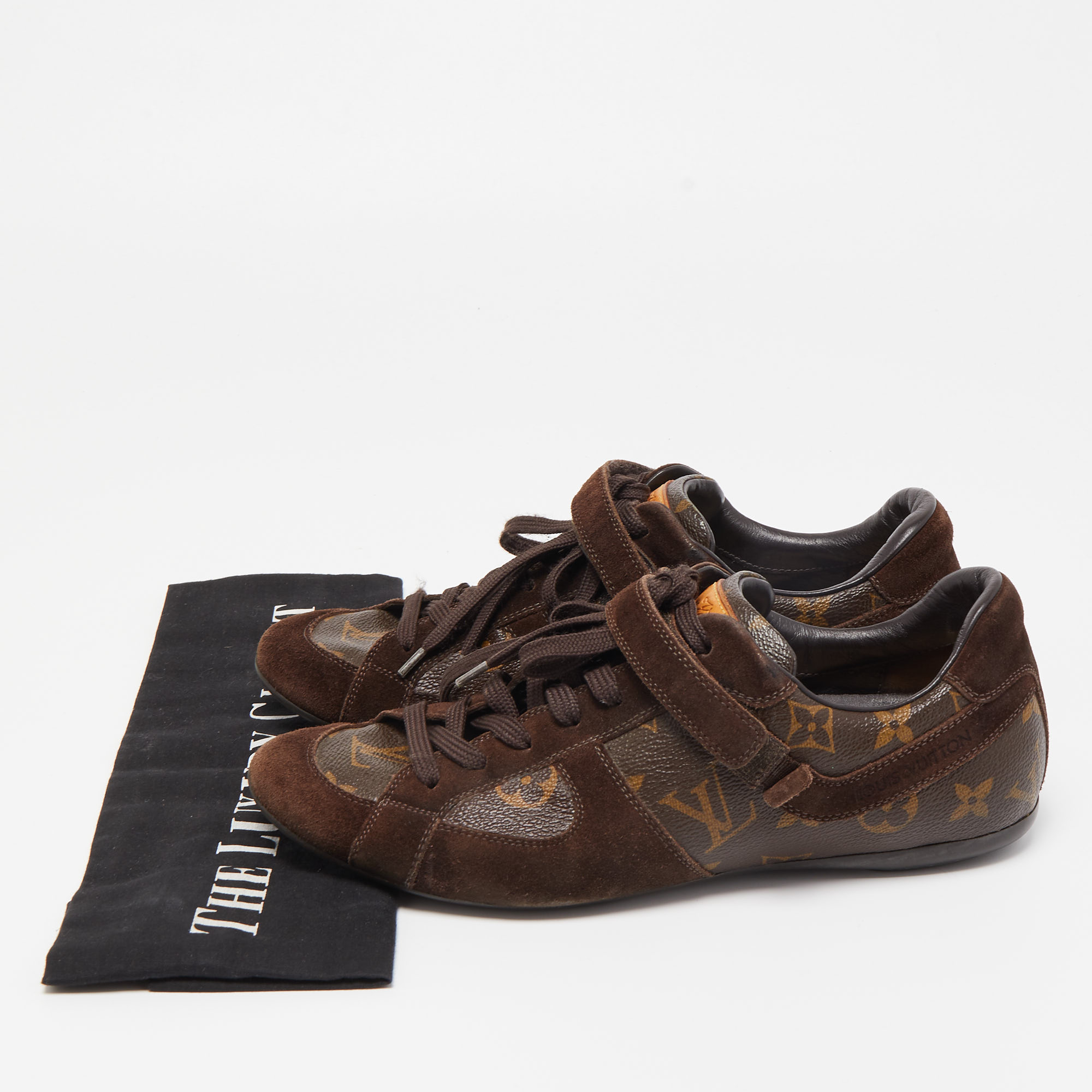 Louis Vuitton Brown Coated Canvas And Suede Speeding Low Top Sneakers Size 37