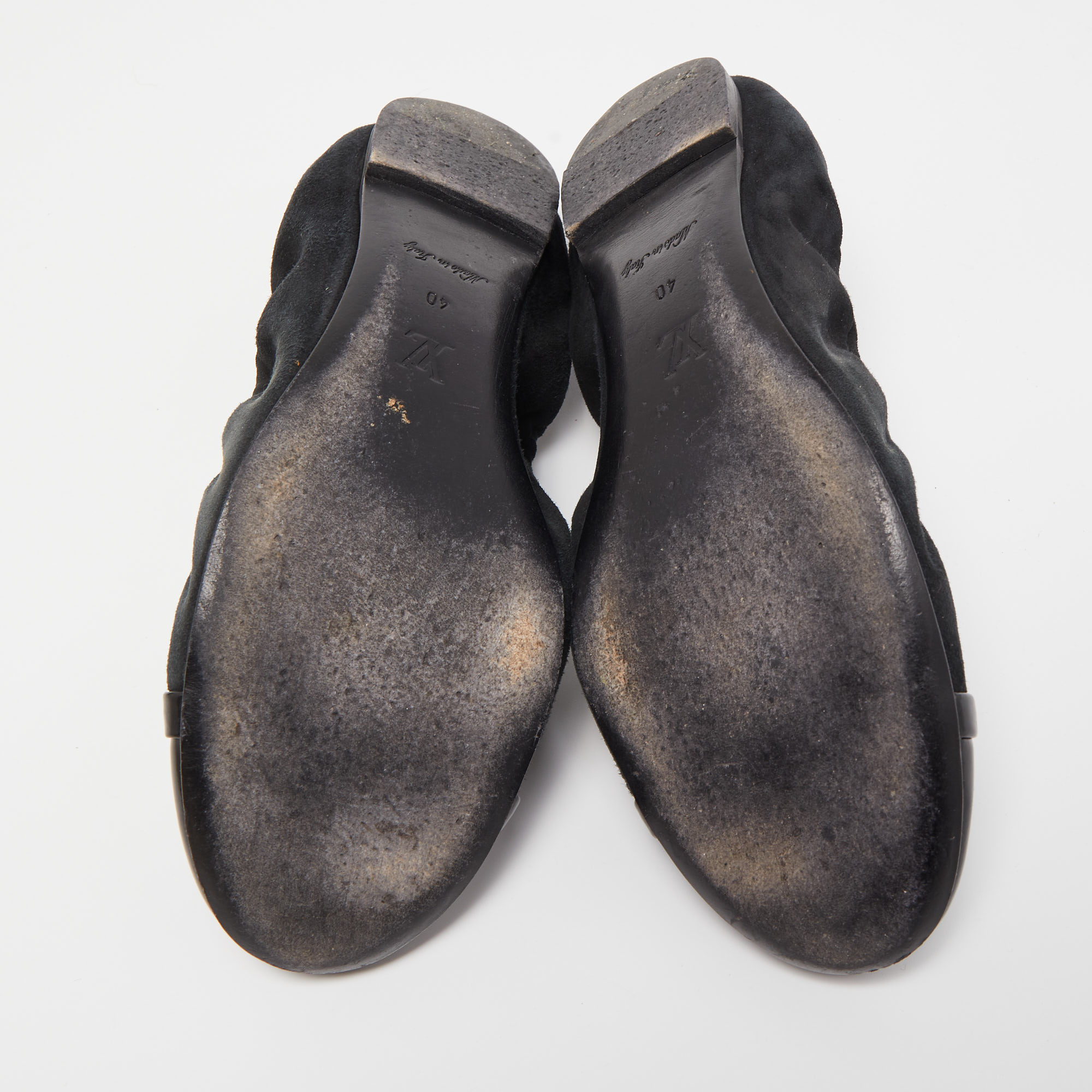 Louis Vuitton Black Suede And Patent Leather Elba Scrunch Ballet Flats Size 40
