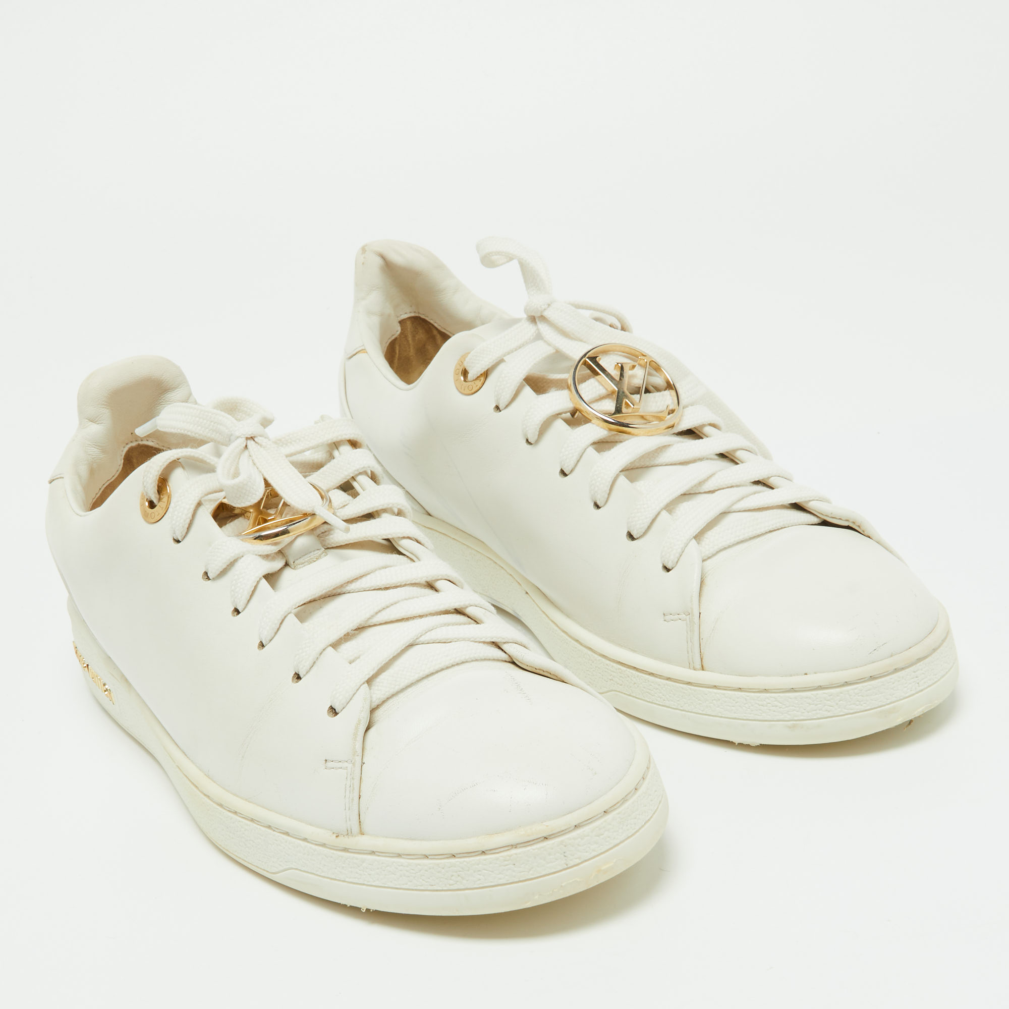 Louis Vuitton White Leather Frontrow Sneakers Size 39