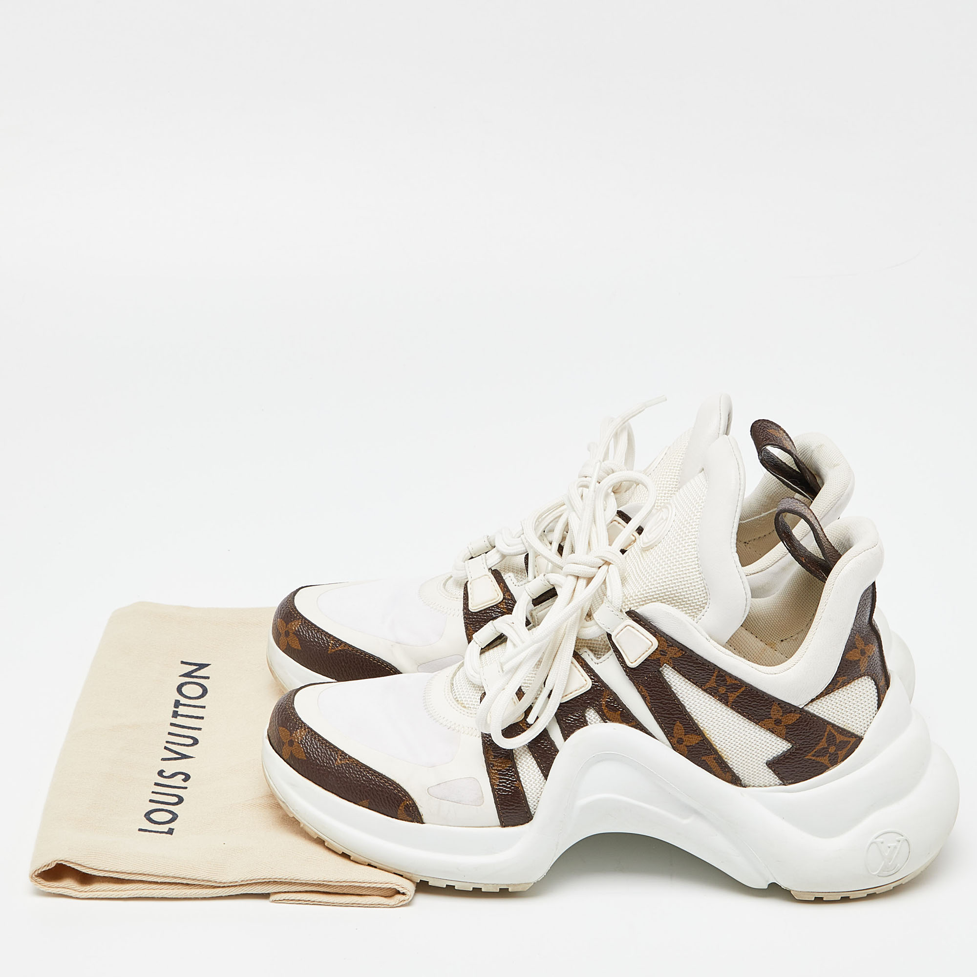 Louis Vuitton White/Brown Monogram Canvas,Mesh And Leather Archlight  Sneakers Size 40