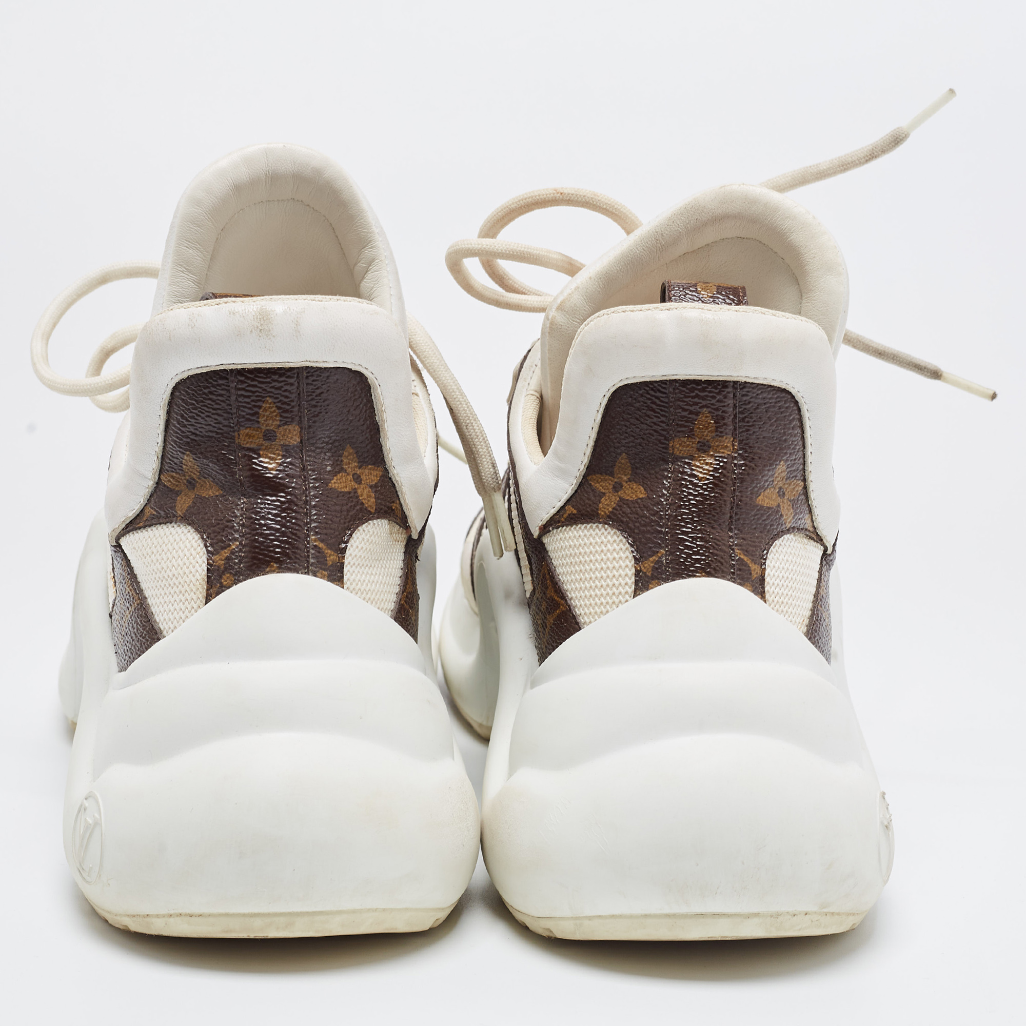 Louis Vuitton White/Brown Canvas And Mesh Archlight Sneakers Size 40