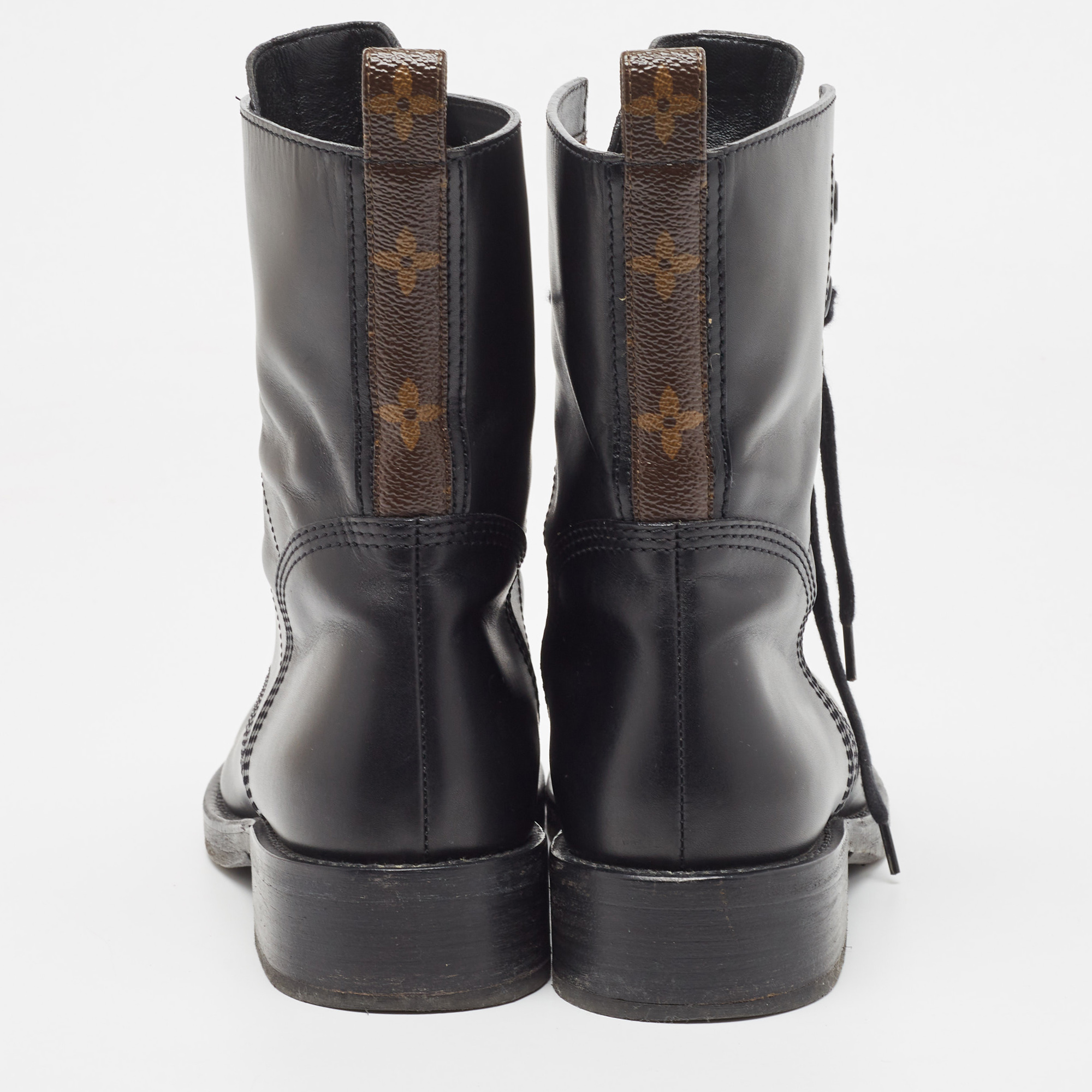 Louis Vuitton Brown/Black Monogram Canvas And Leather Ranger Boots Size 38.5