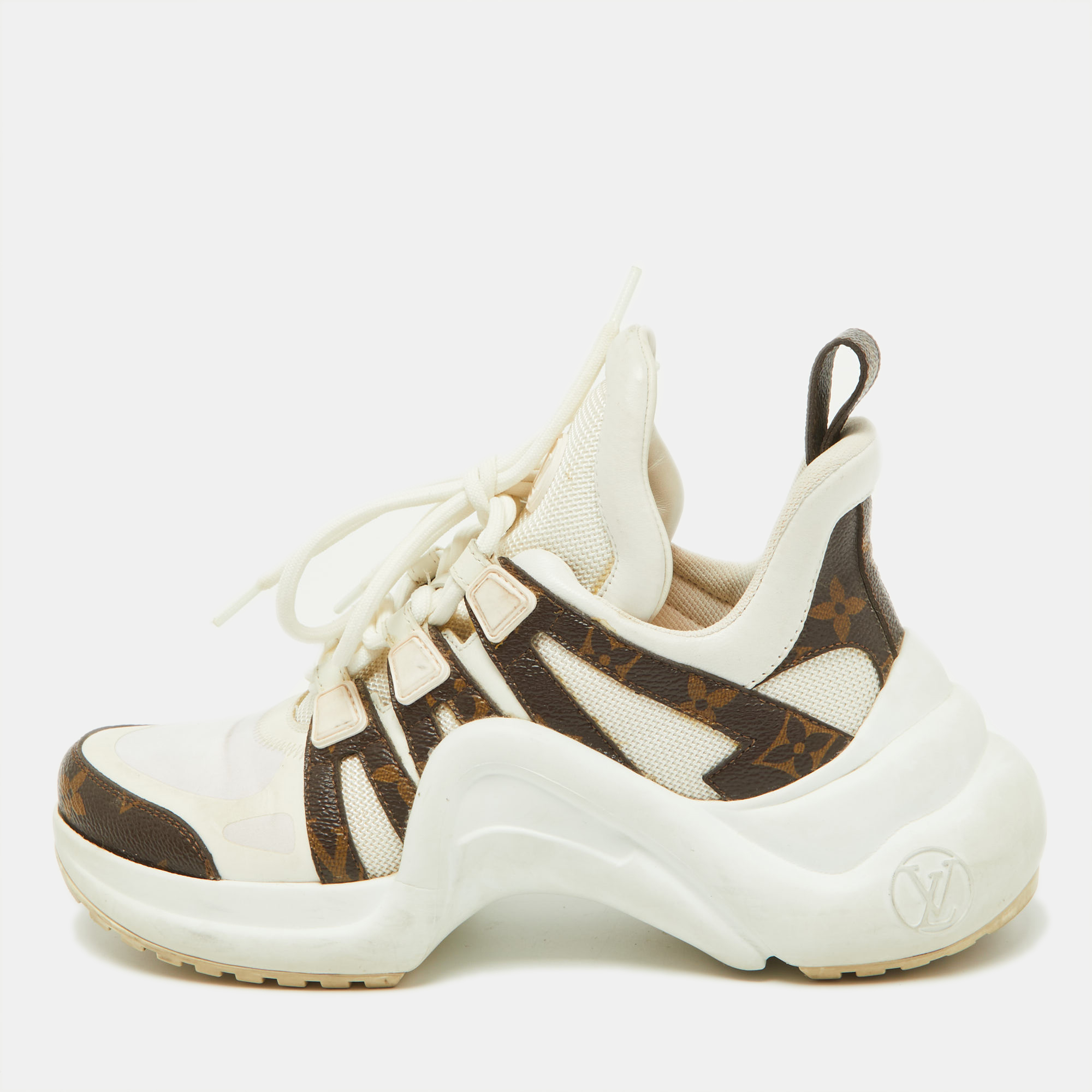 Louis vuitton white mesh and nylon archlight sneakers size 36