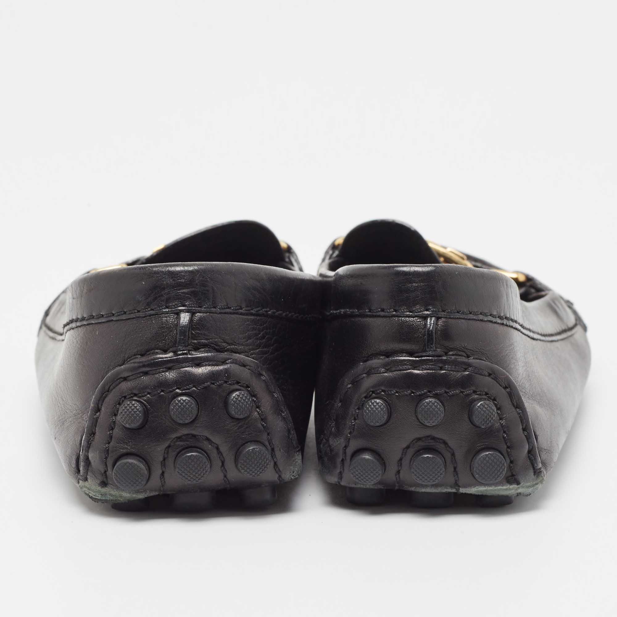 Louis Vuitton Black Leather Oxford Loafers Size 37.5