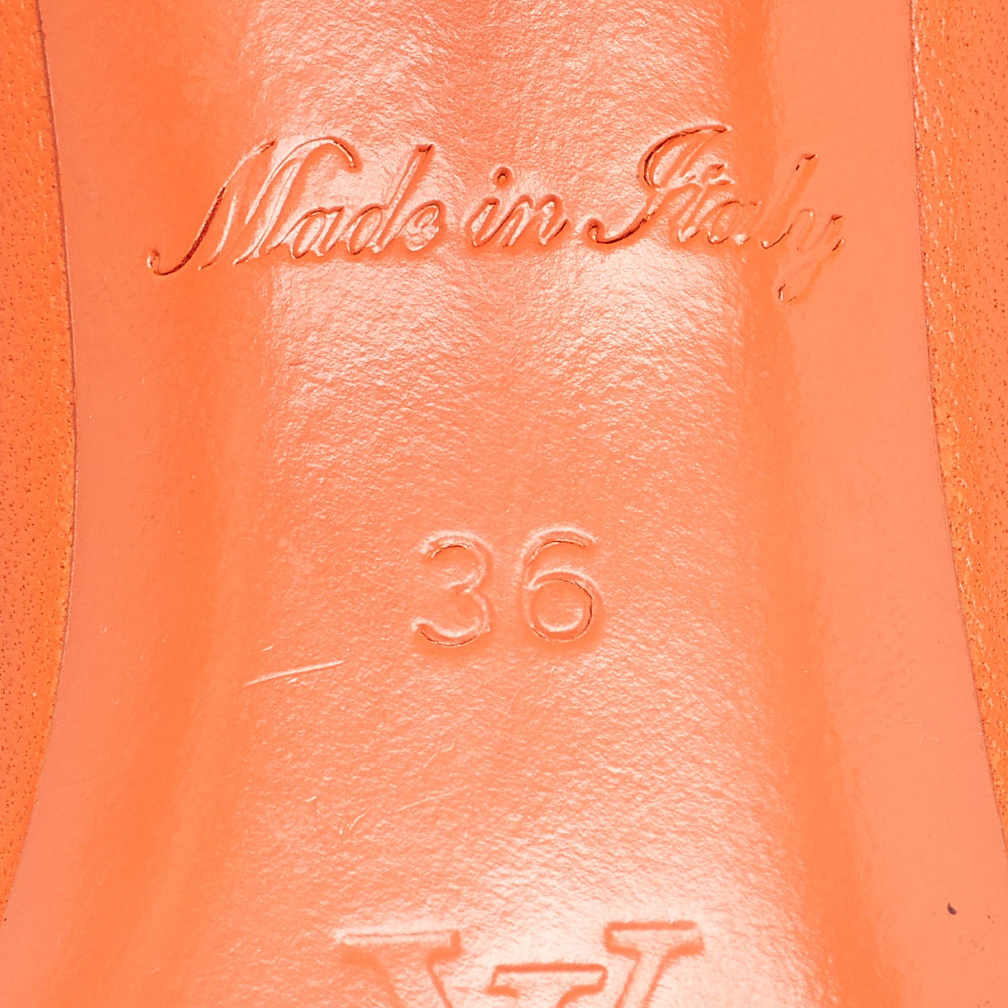 Louis Vuitton Orange Monogram Leather Revival Open Toe Slide Sandals Size 36