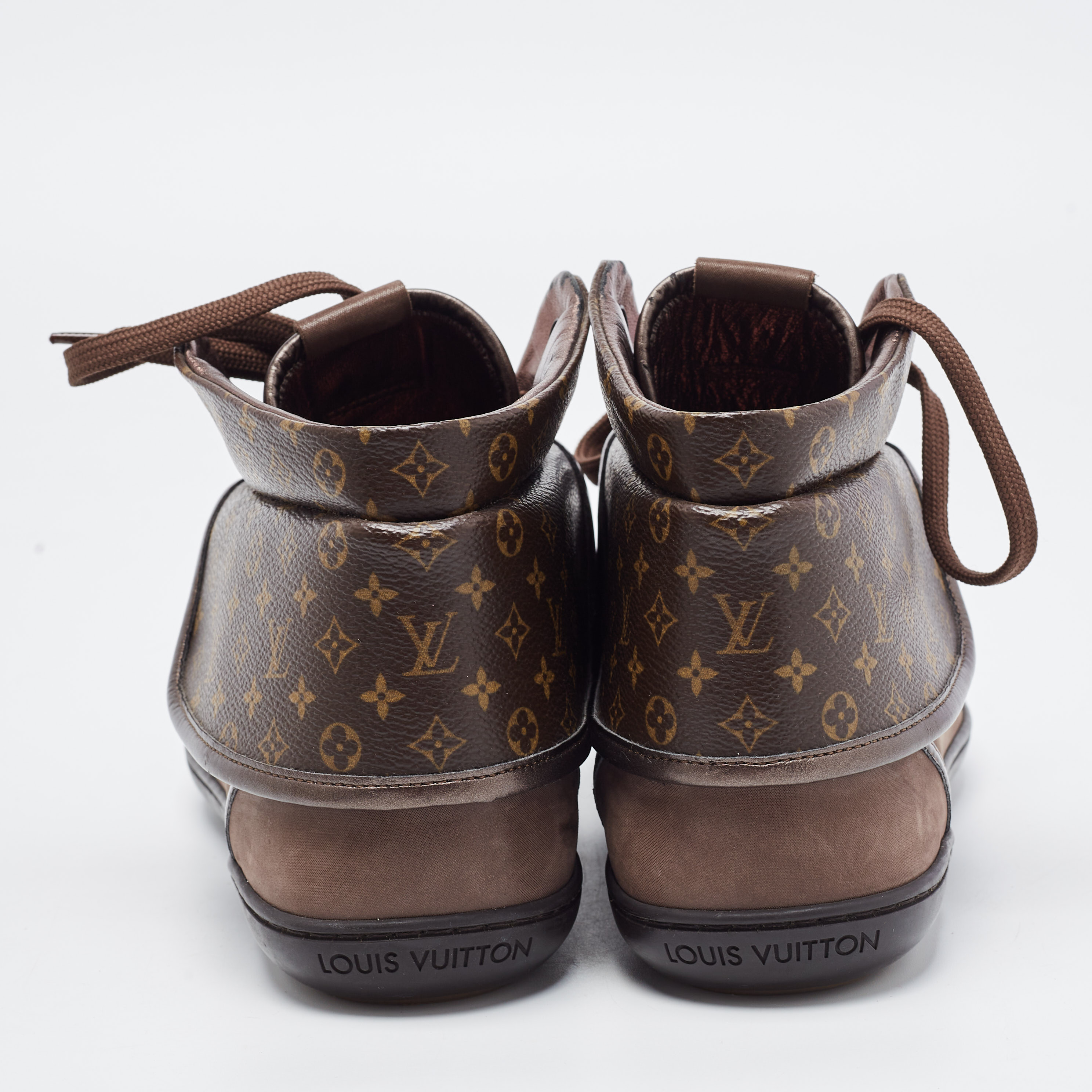 Louis Vuitton Brown Monogram Canvas And Nubuck Leather Brea Sneakers Size 38.5