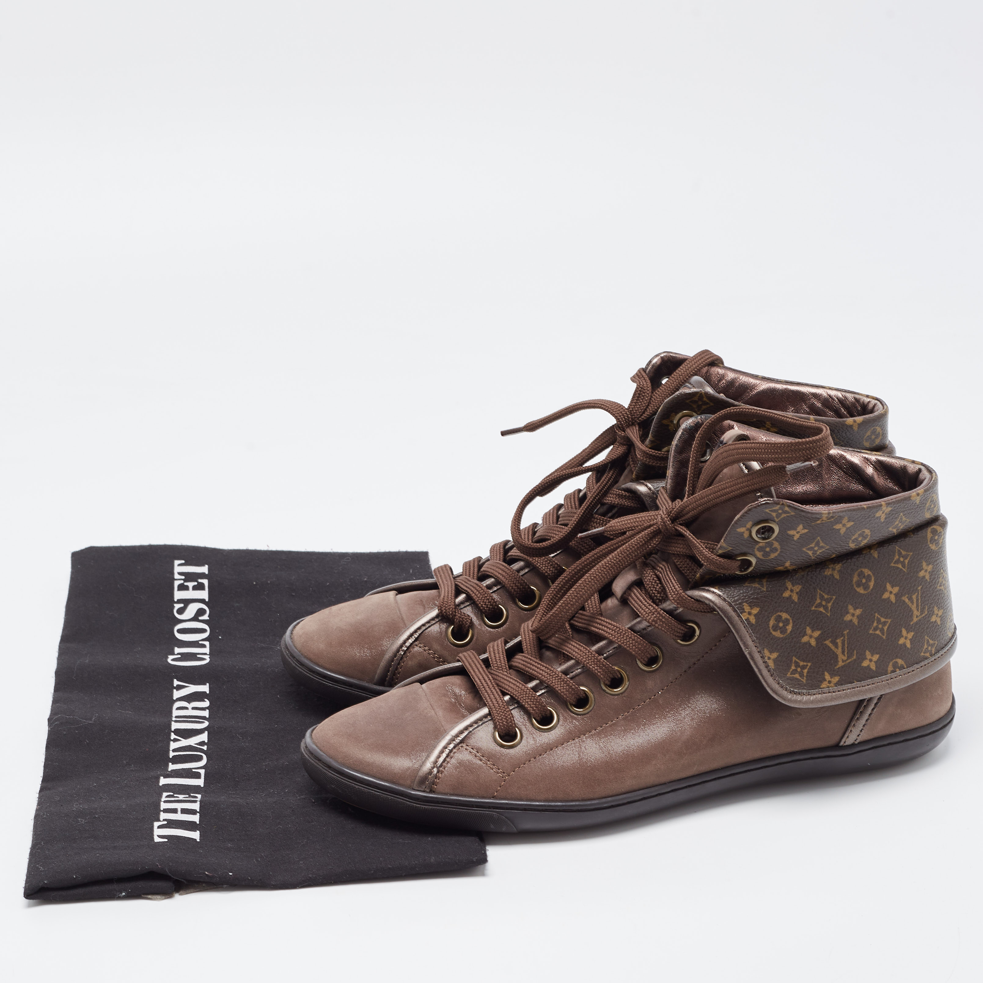 Louis Vuitton Brown Monogram Canvas And Nubuck Leather Brea Sneakers Size 38.5