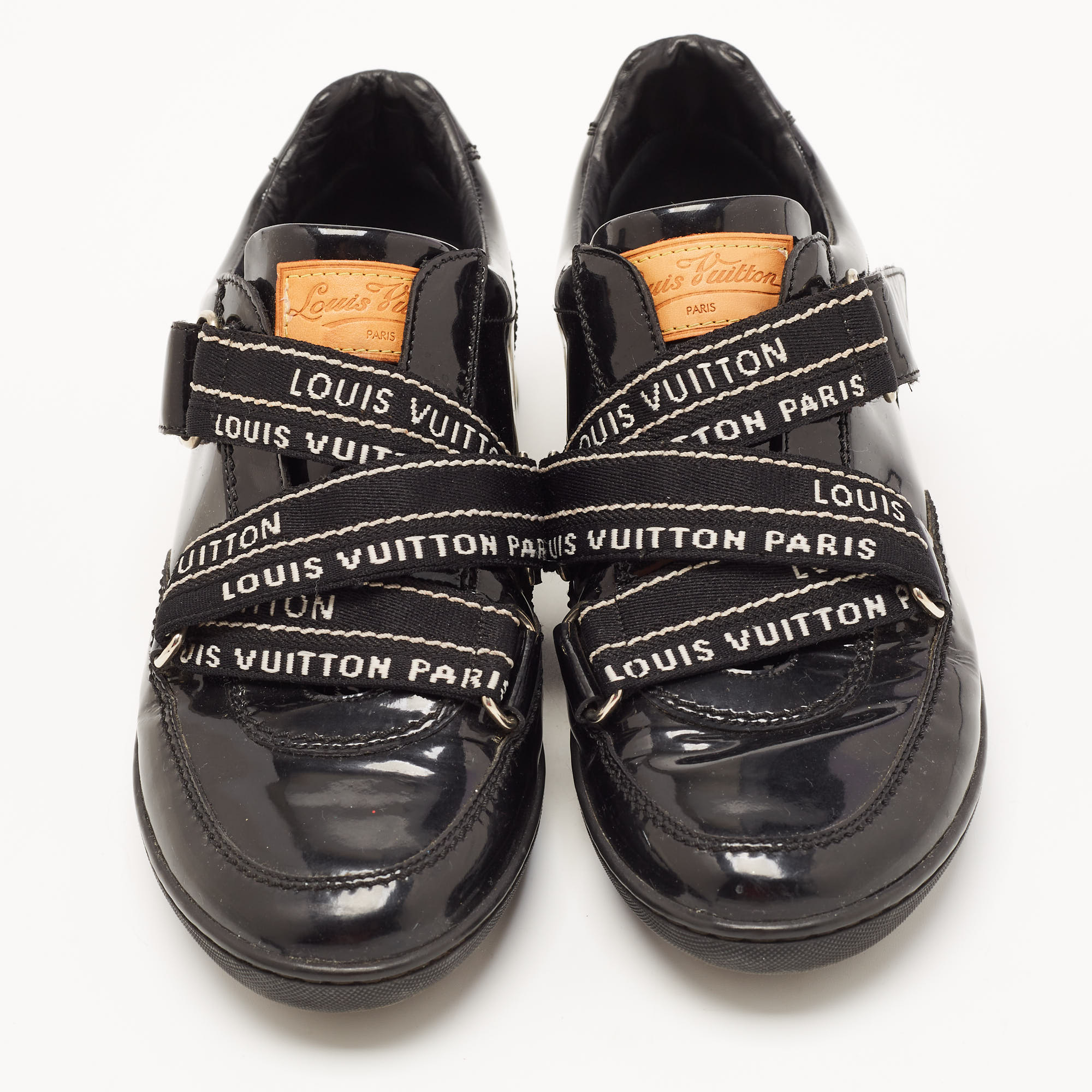 Louis Vuitton Black Patent Leather Sneakers Size 36