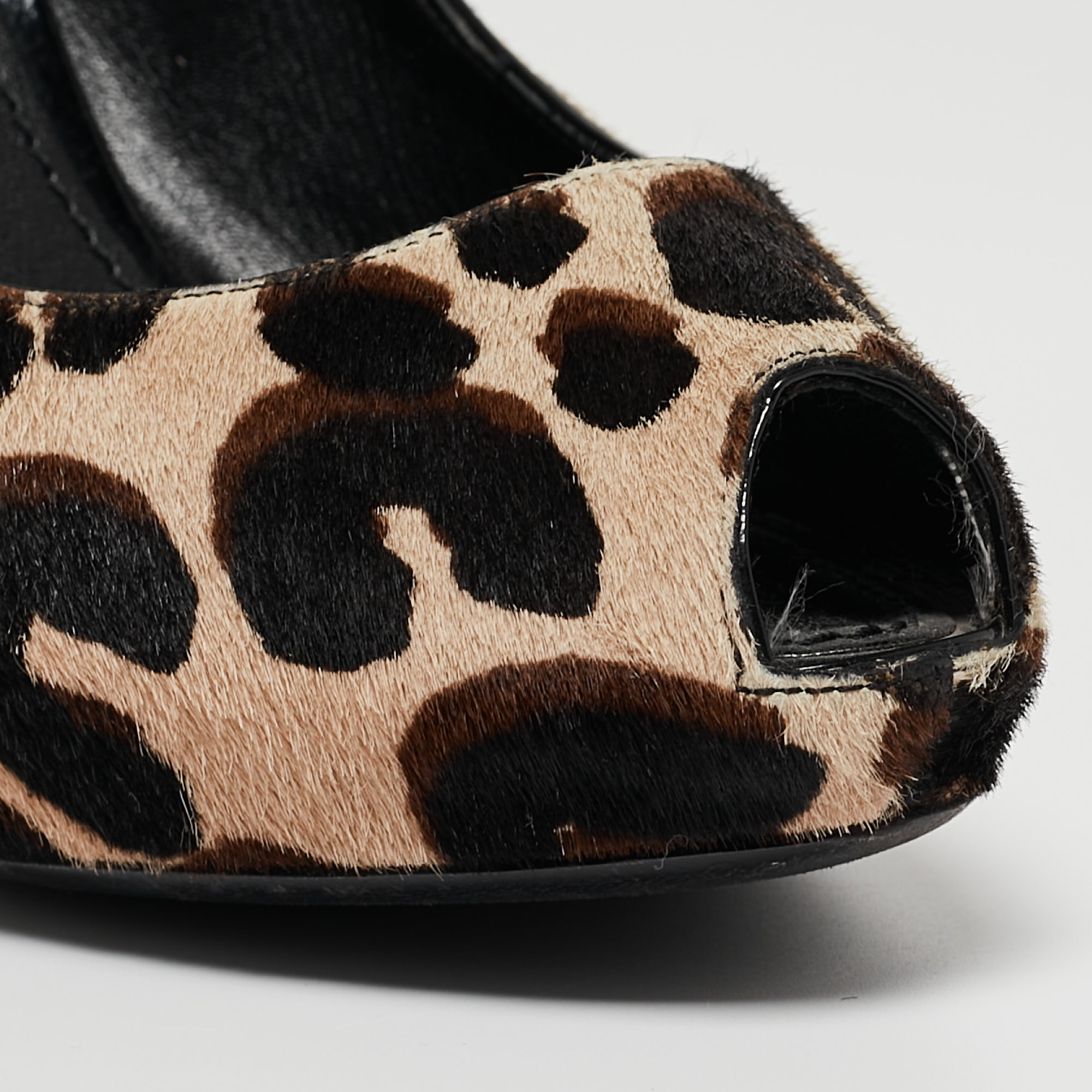 Louis Vuitton Tricolor Leopard Print Calf Hair Oh Really! Peep Toe Pumps Size 38