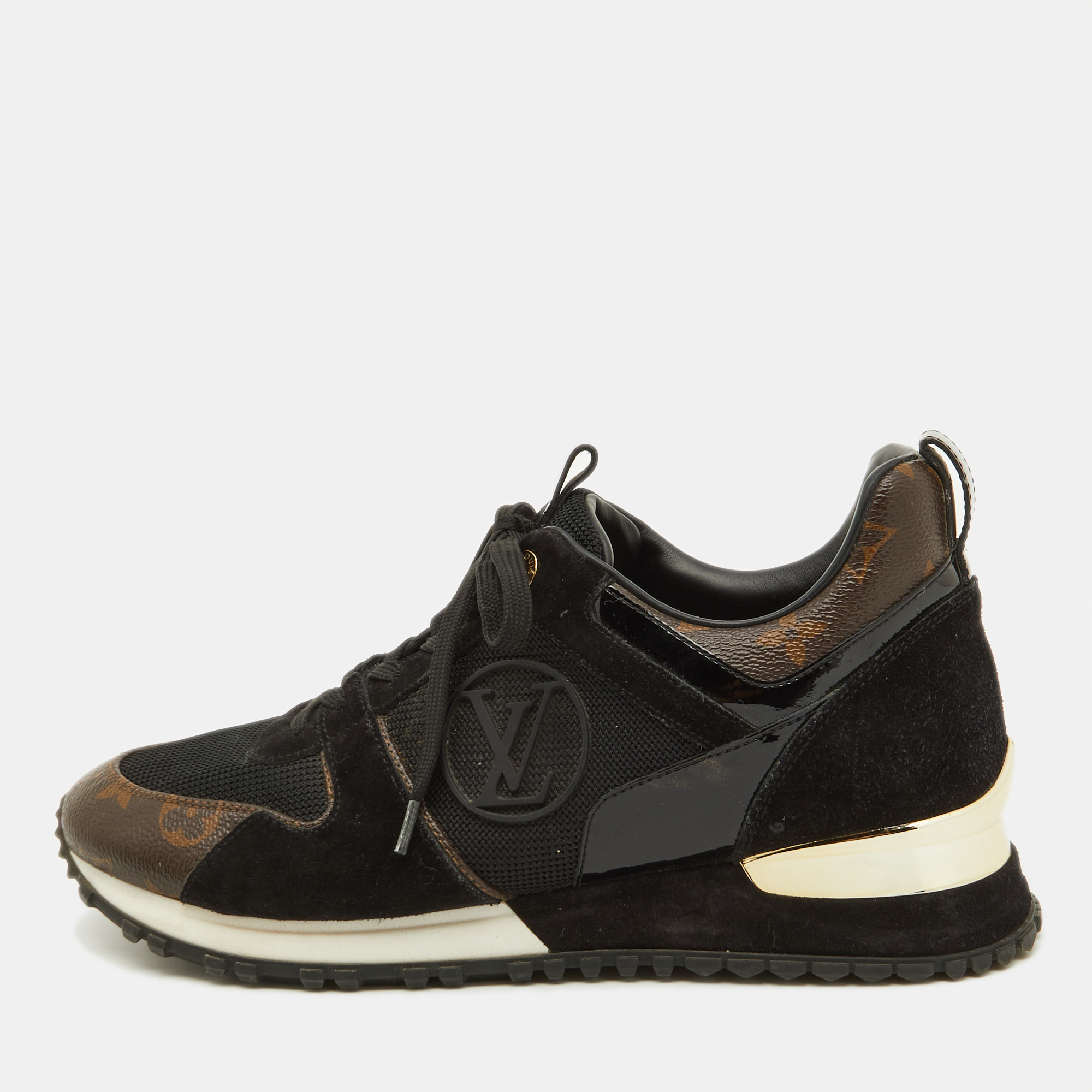 Louis Vuitton Brown/Black Monogram Canvas And Mesh Run Away Sneakers Size 39