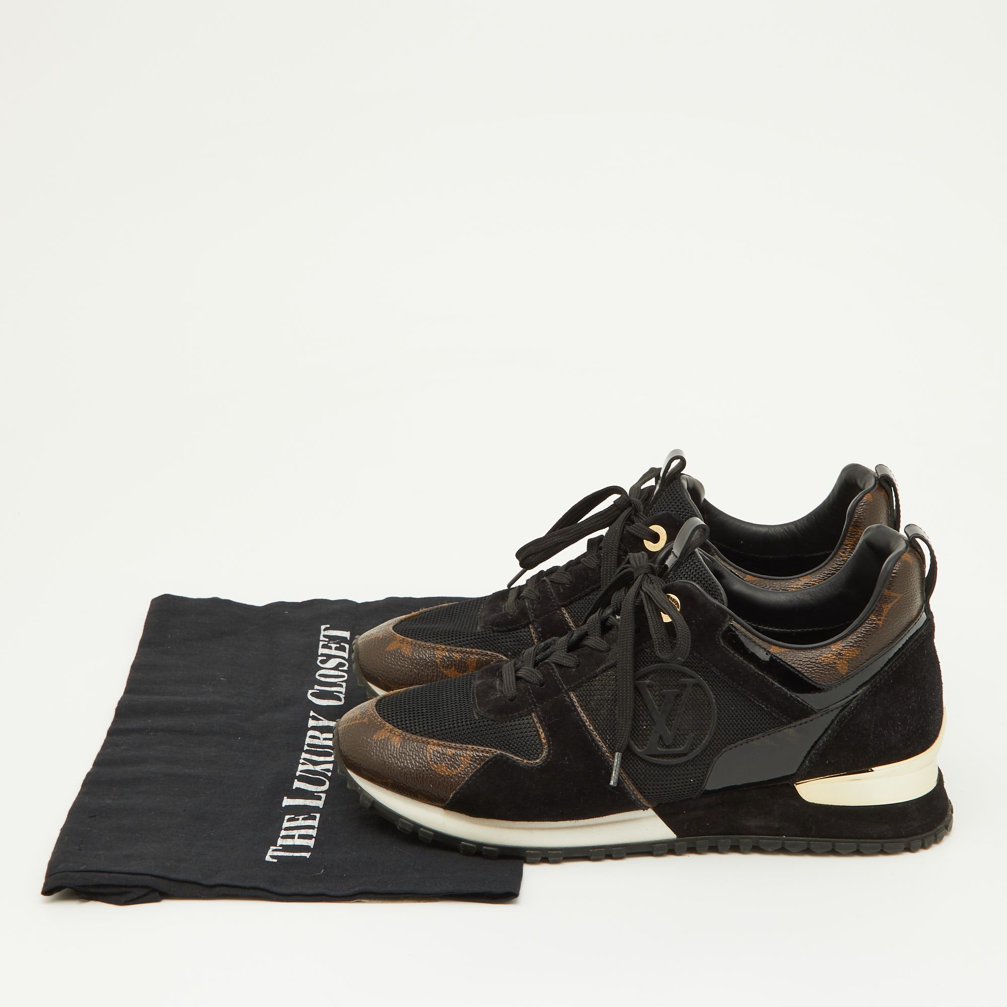 Louis Vuitton Brown/Black Monogram Canvas And Mesh Run Away Sneakers Size 39