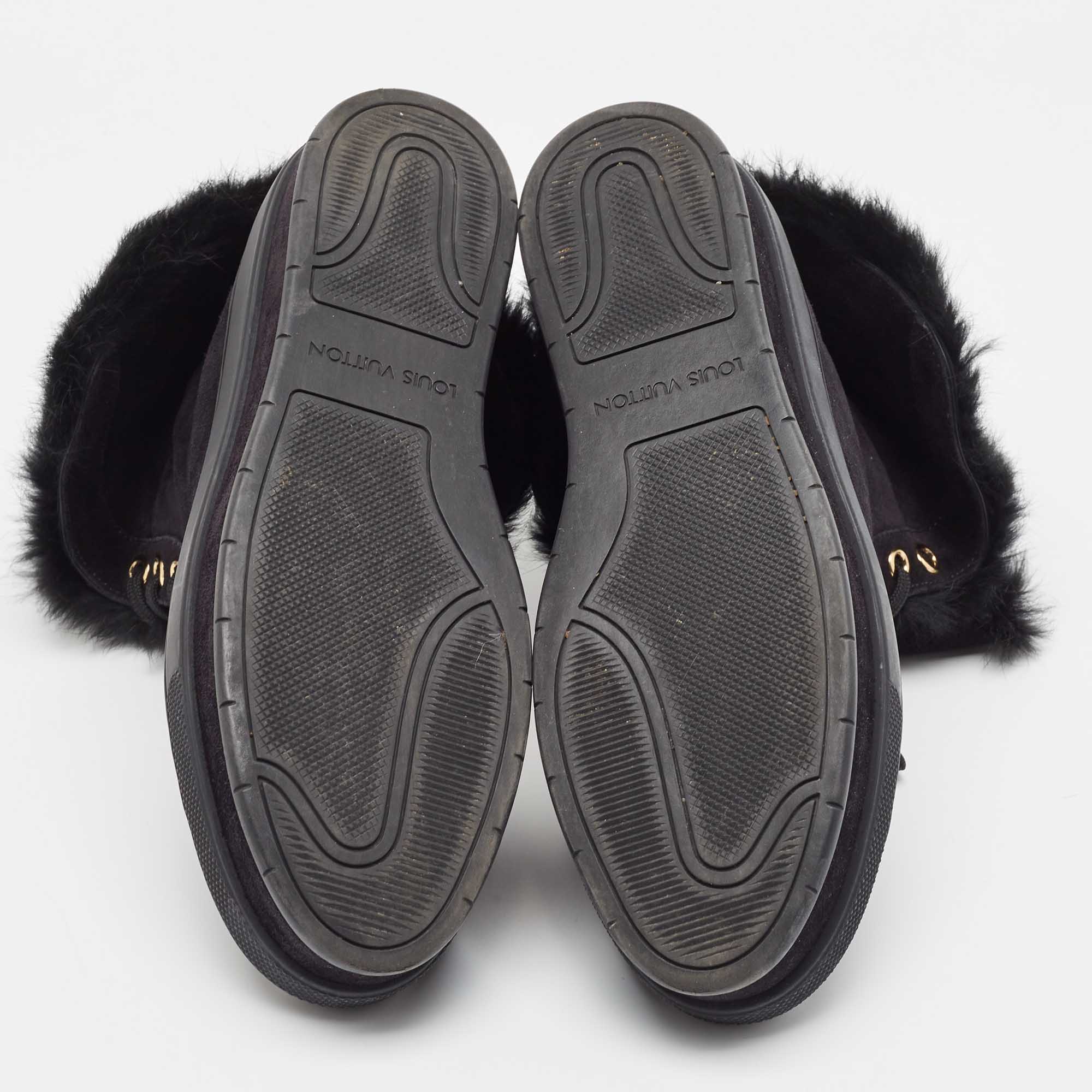 Louis Vuitton Black Suede And Fur Jazzy Sneakers 38