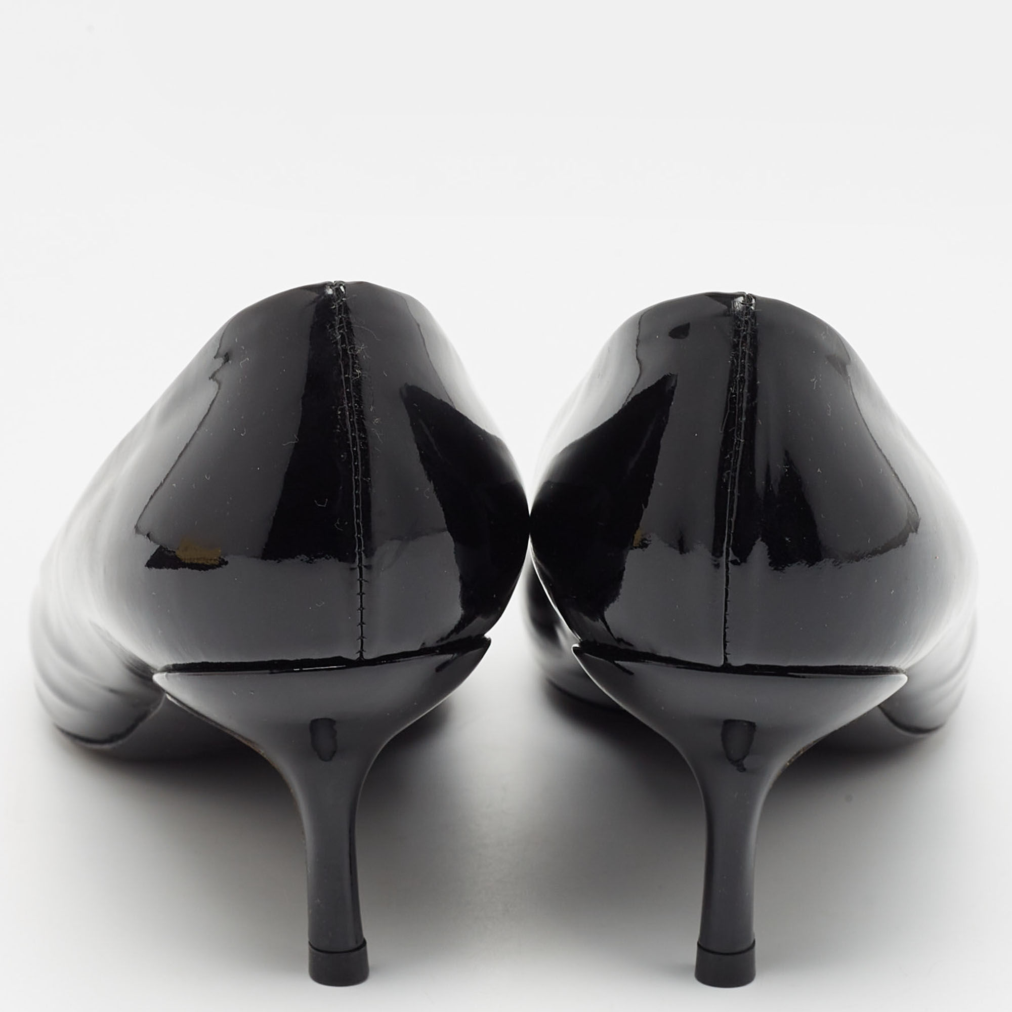 Louis Vuitton Black Patent Leather Studded Bernice Pumps Size 37.5