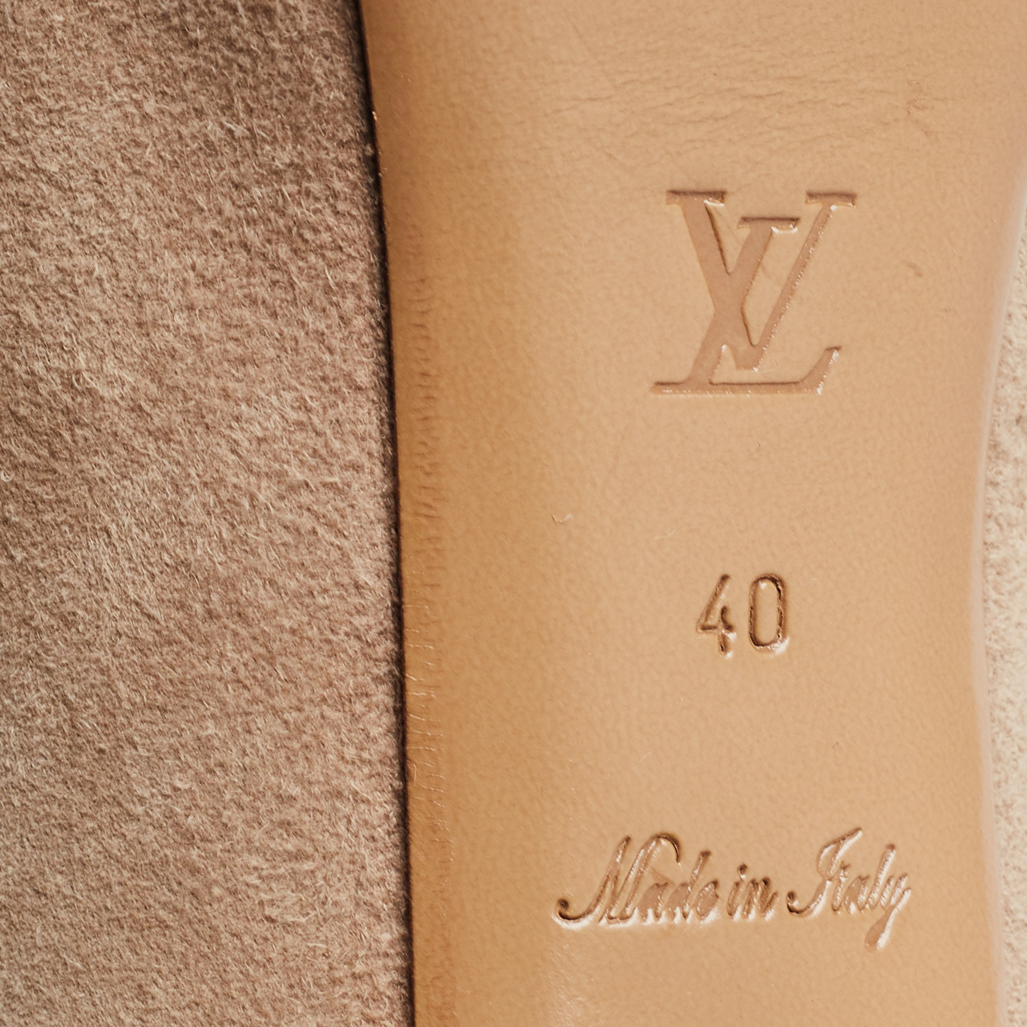 Louis Vuitton Beige Suede Criss Cross Peep Toe Platform Pumps Size 40