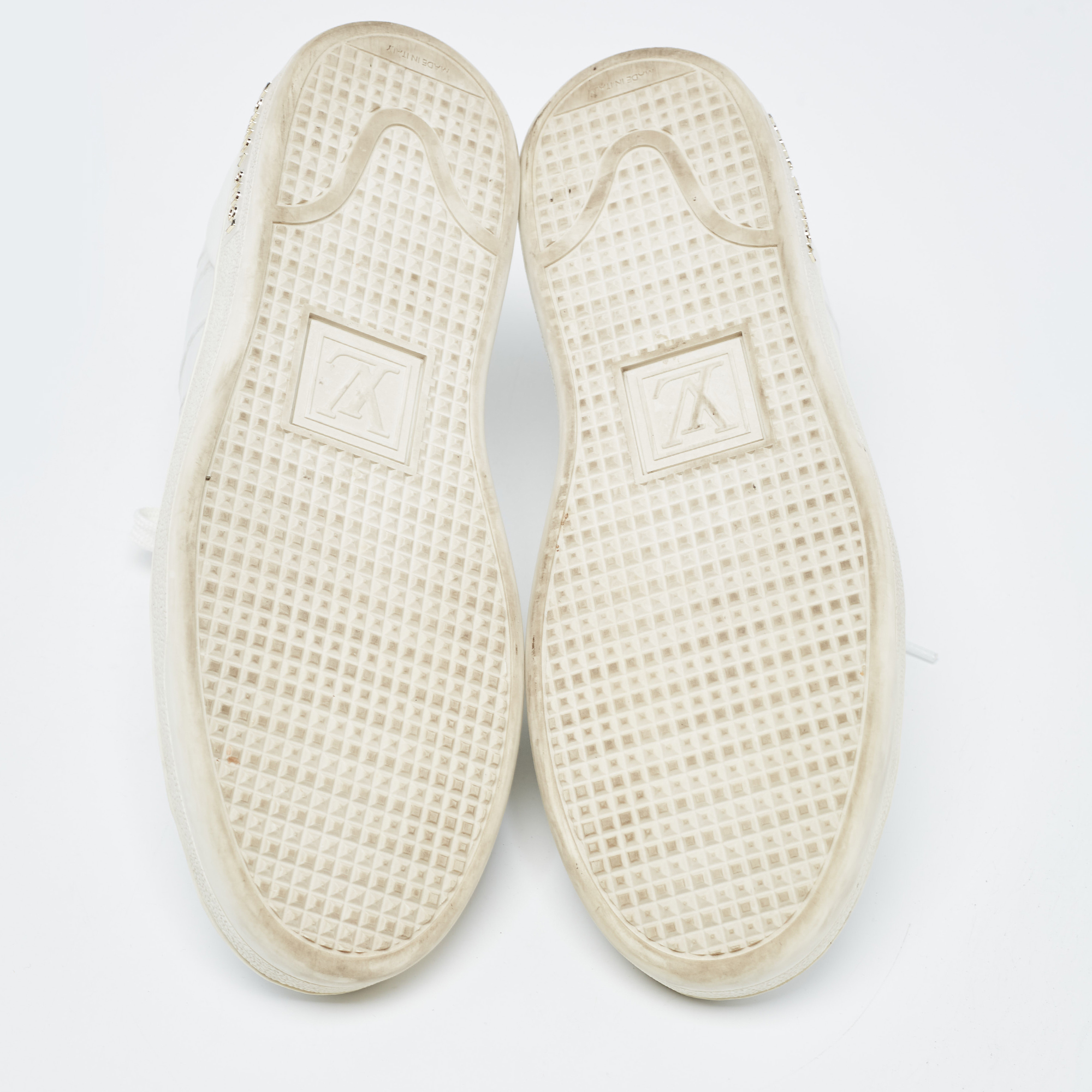 Louis Vuitton White Croc Embossed Leather Frontrow Sneakers Size 36.5