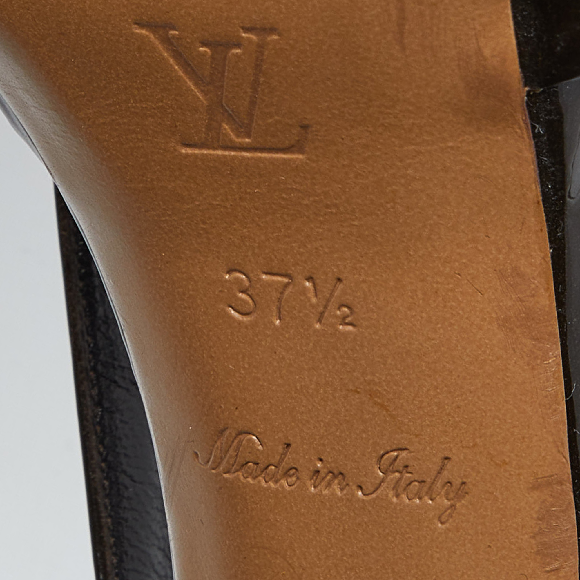 Louis Vuitton Brown Patent Leather Cross Strap Pumps Size 37.5