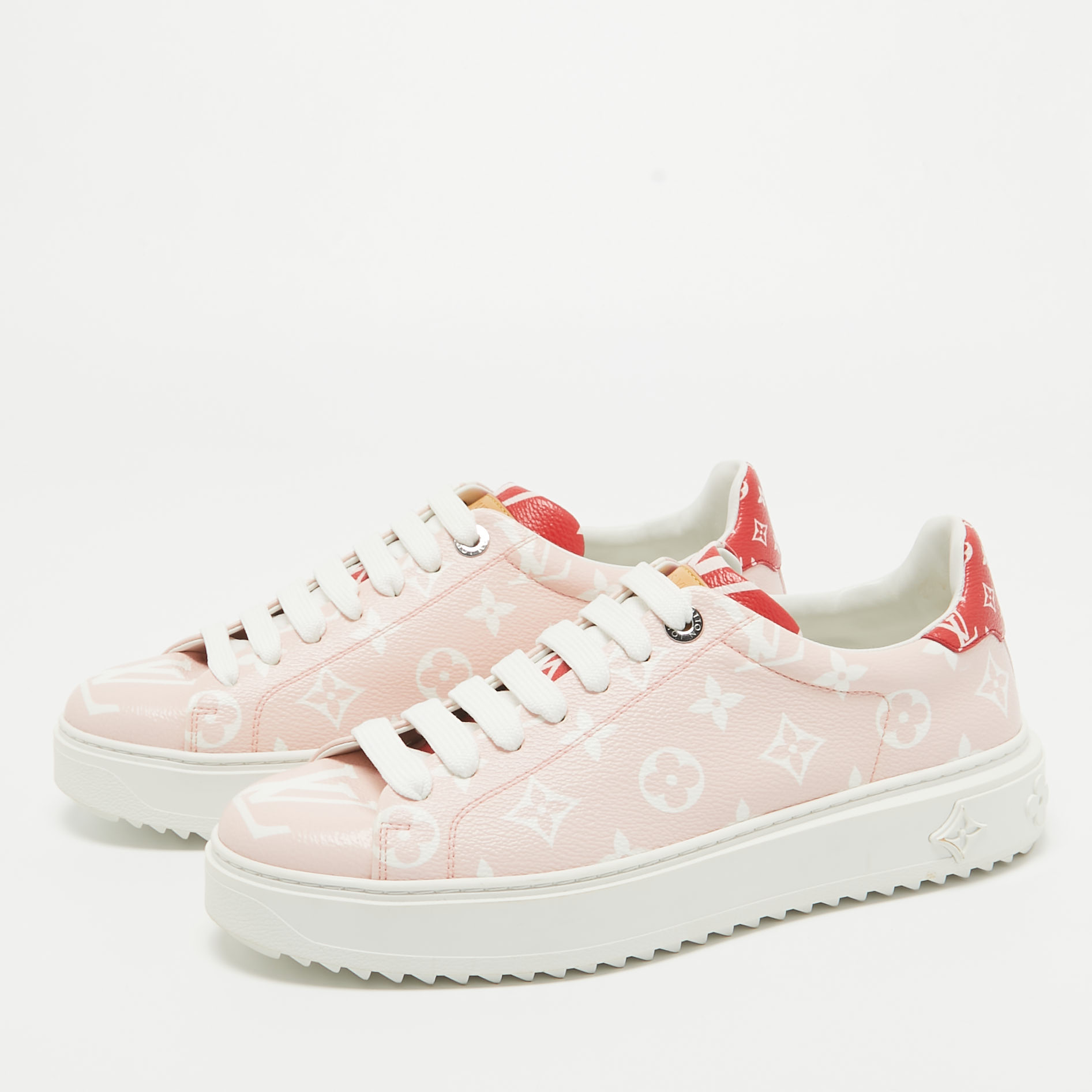 Louis Vuitton Pink Monogram Canvas Time Out Sneakers Size 40