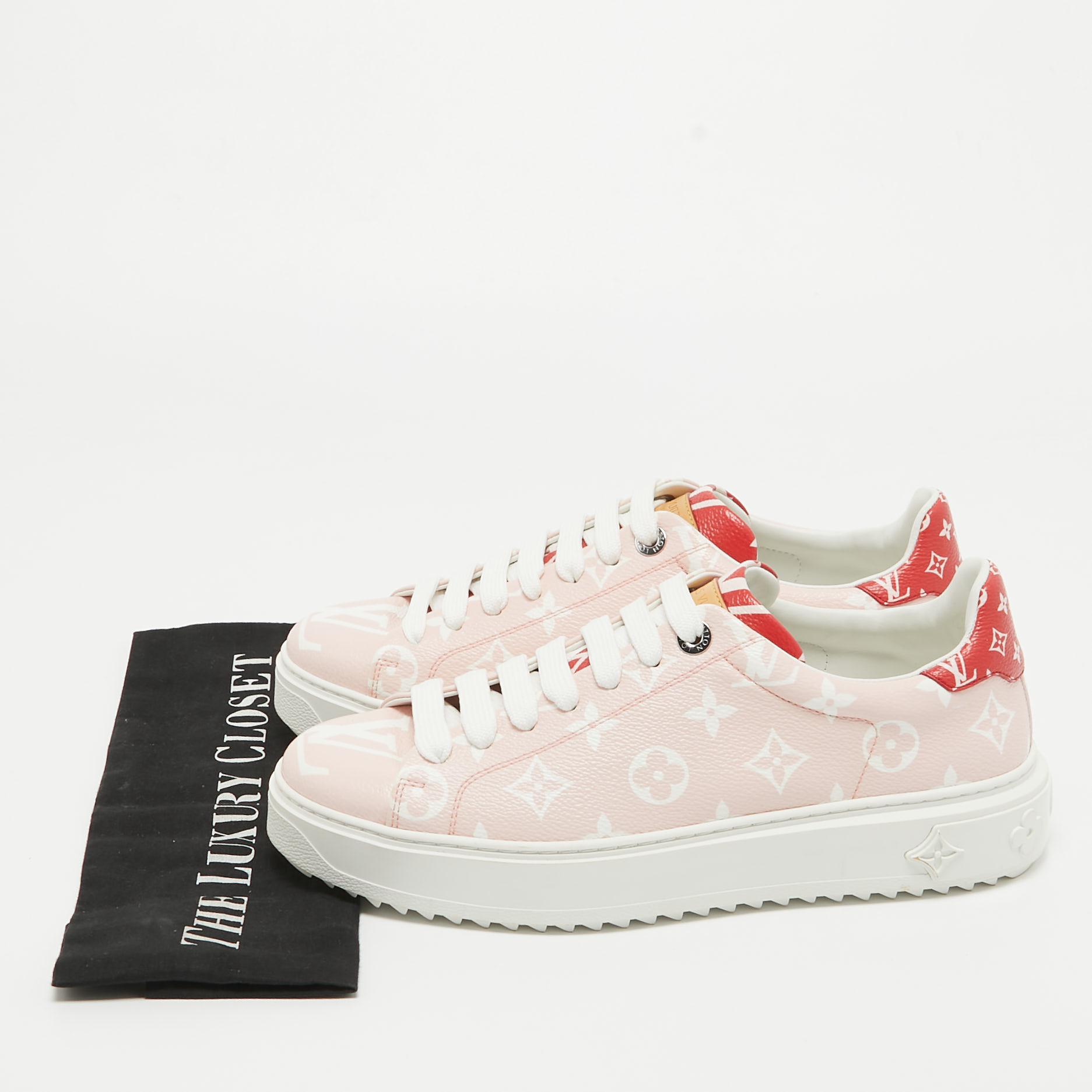 Louis Vuitton Pink Monogram Canvas Time Out Sneakers Size 40