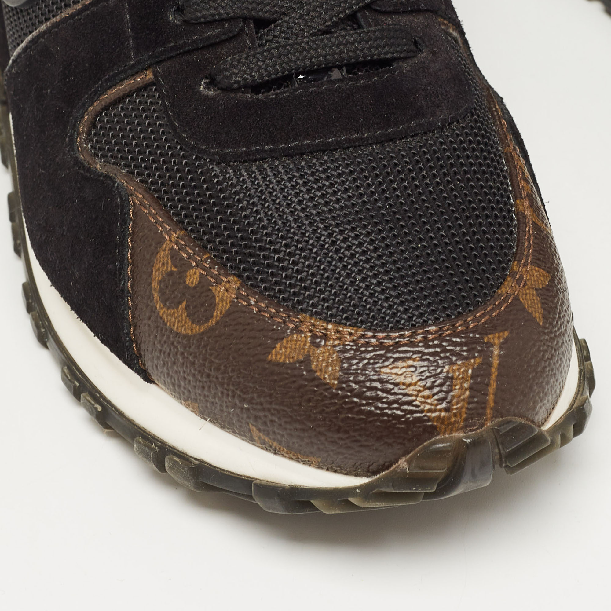 Louis Vuitton Brown/Black Monogram Canvas And Suede Run Away Sneakers Size 39