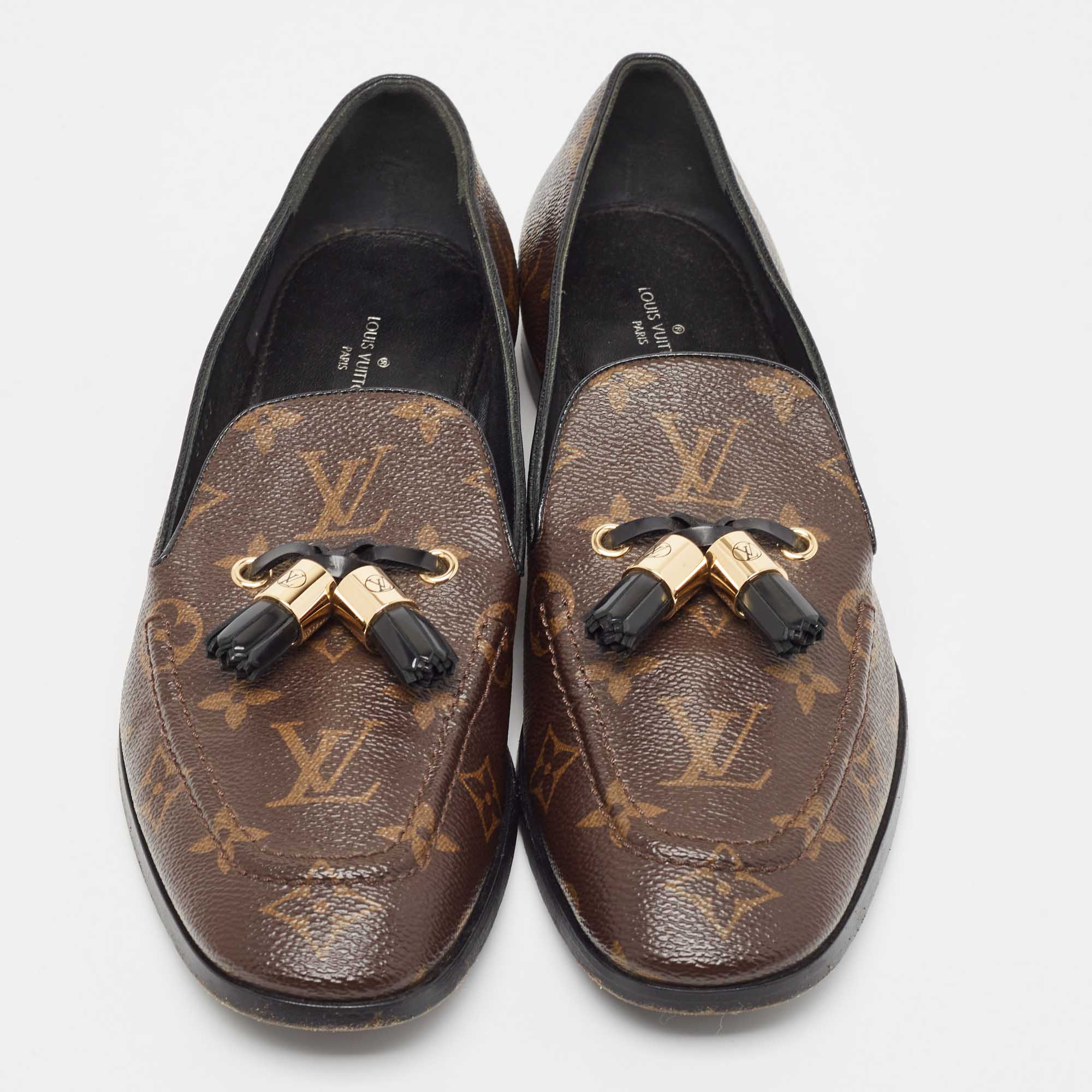 Louis Vuitton Brown Monogram Canvas Society Loafers Size 40