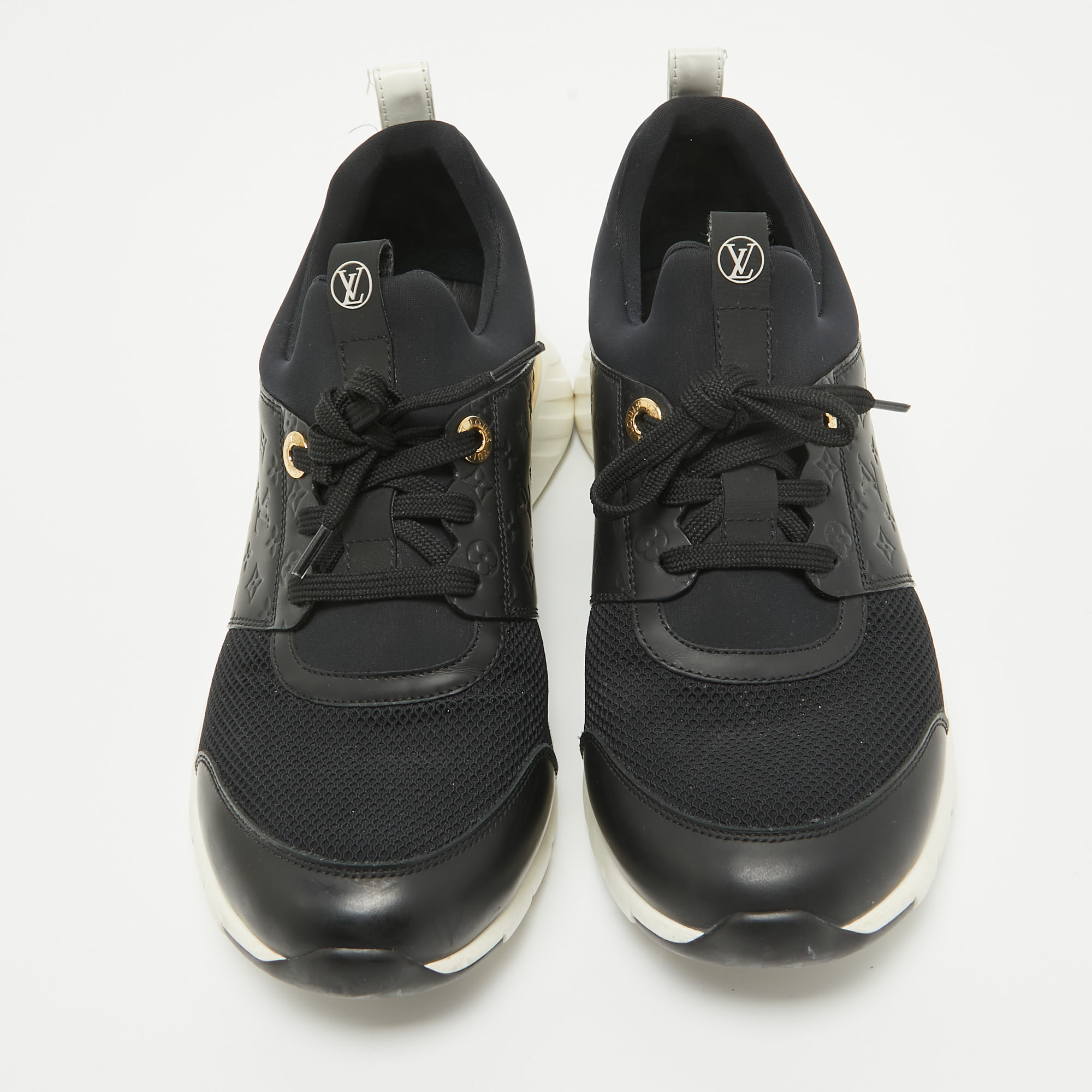 Louis Vuitton Black Mesh And Leather Trainer Sneakers Size 40