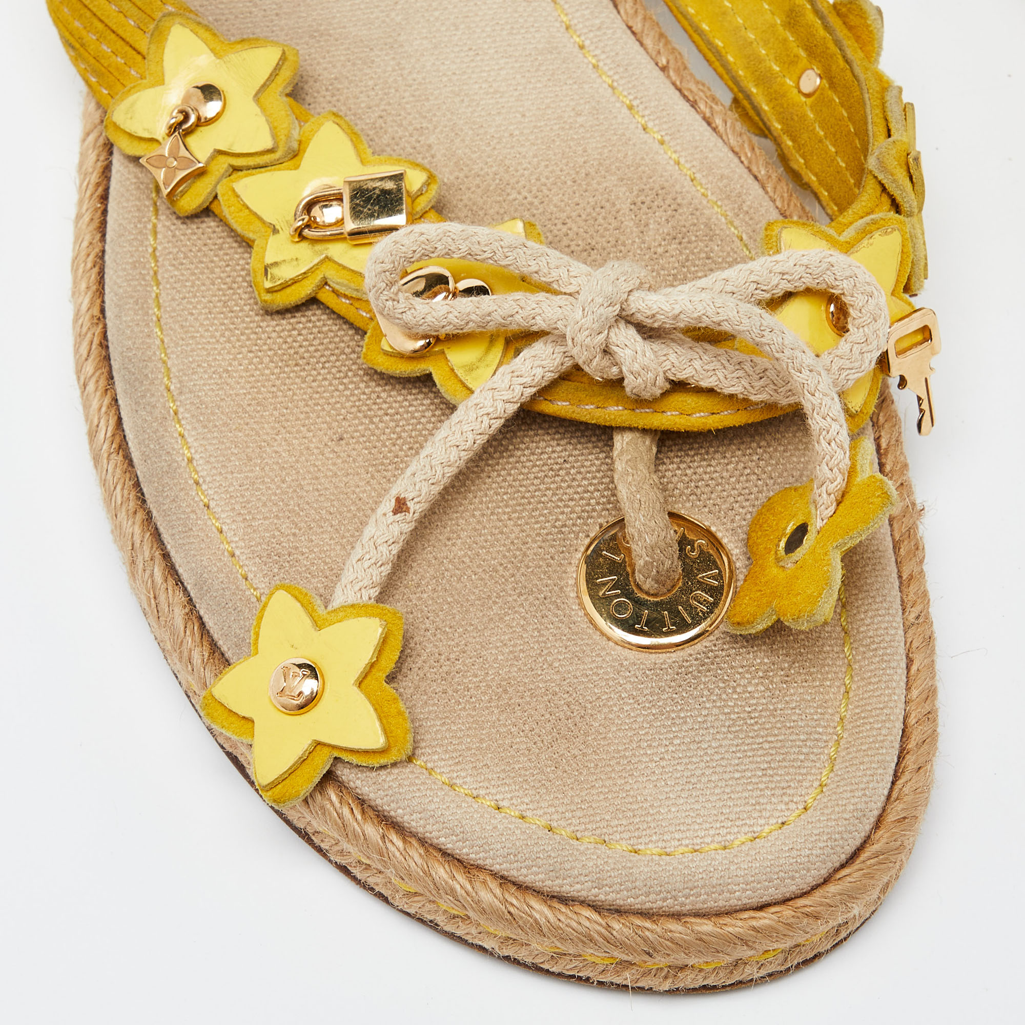 Louis Vuitton Yellow Suede Thong Espadrille Flats Size 40