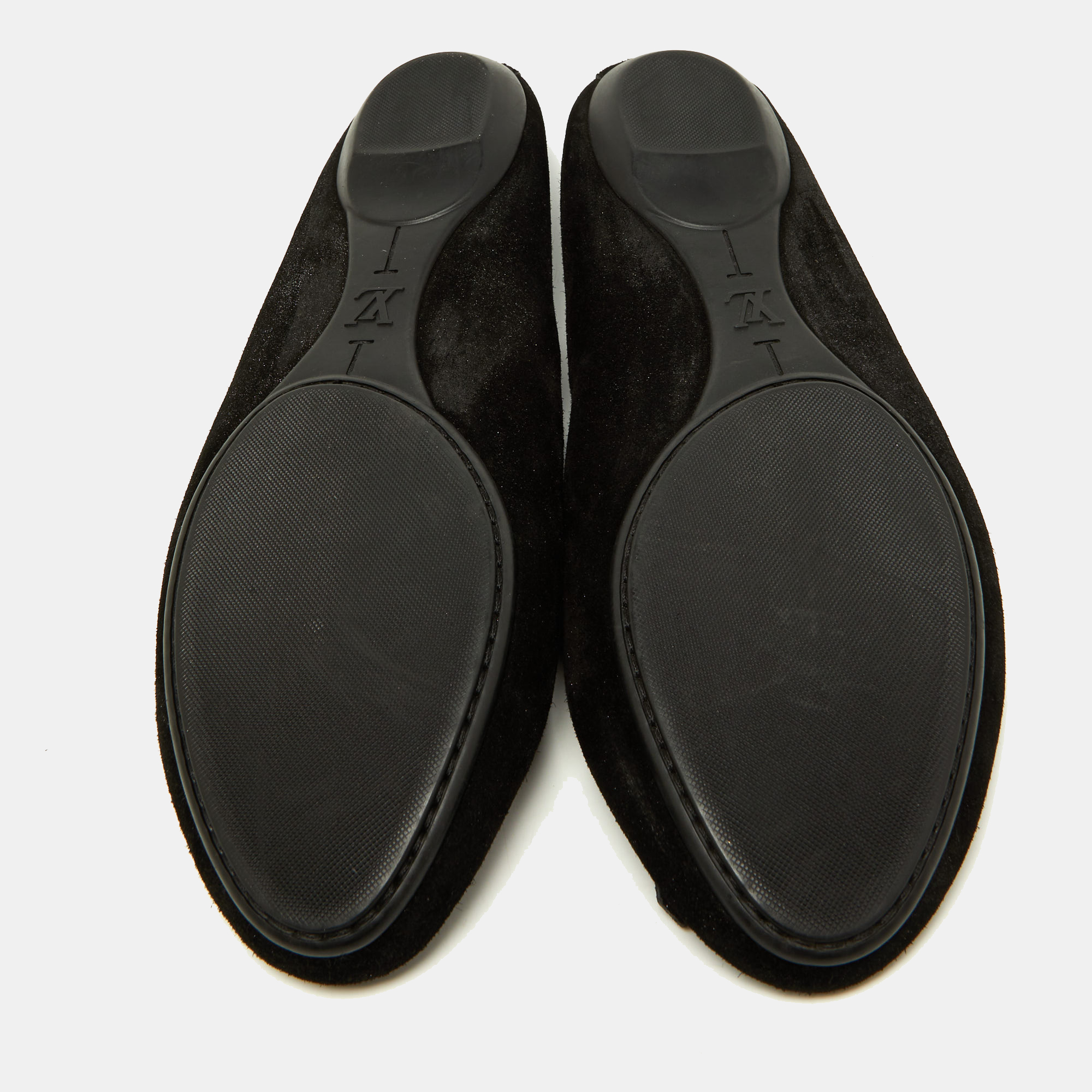Louis Vuitton Black Glitter Suede Chain Fringe Details Loafers Size 40