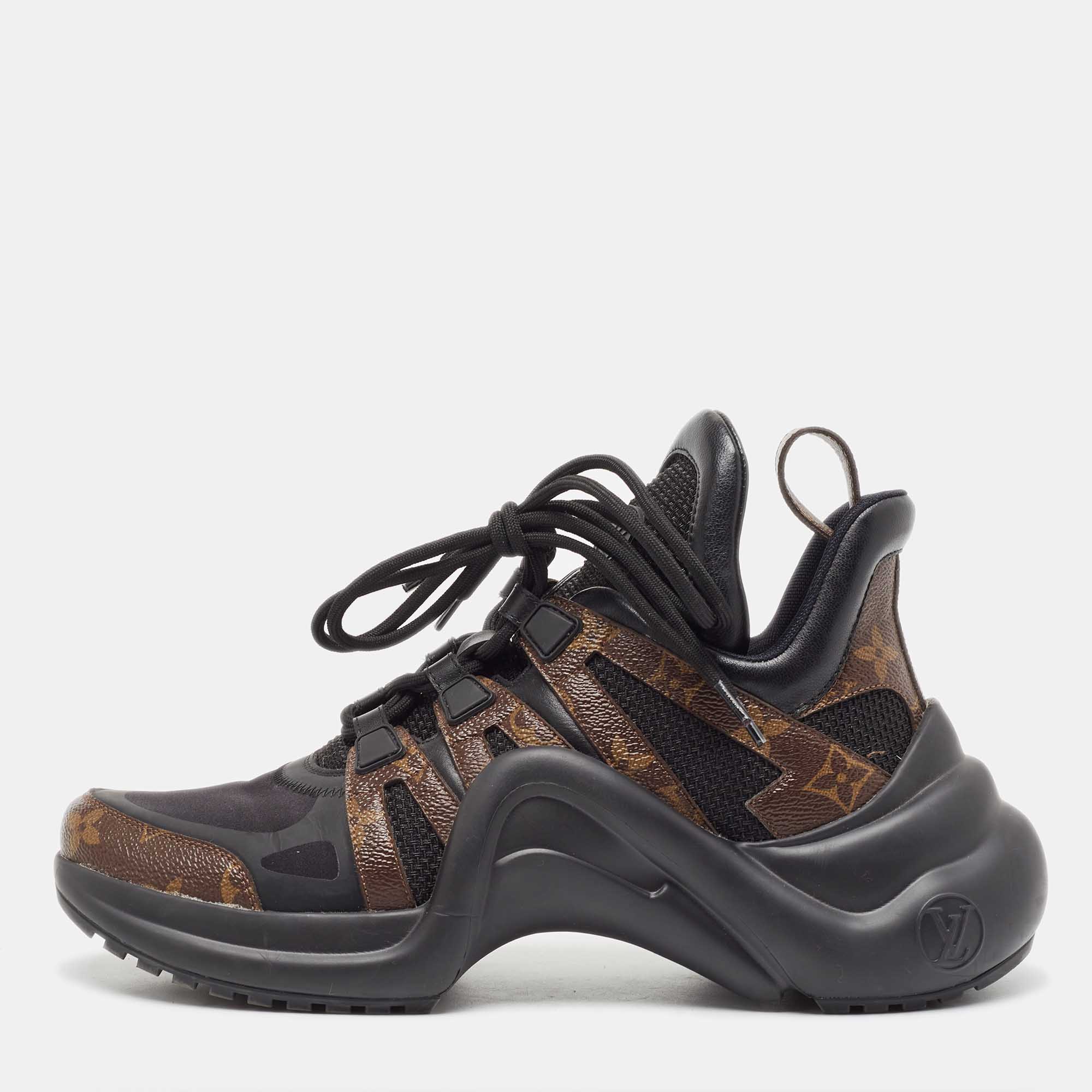 Louis vuitton black/brown nylon, leather archlight sneakers size 40