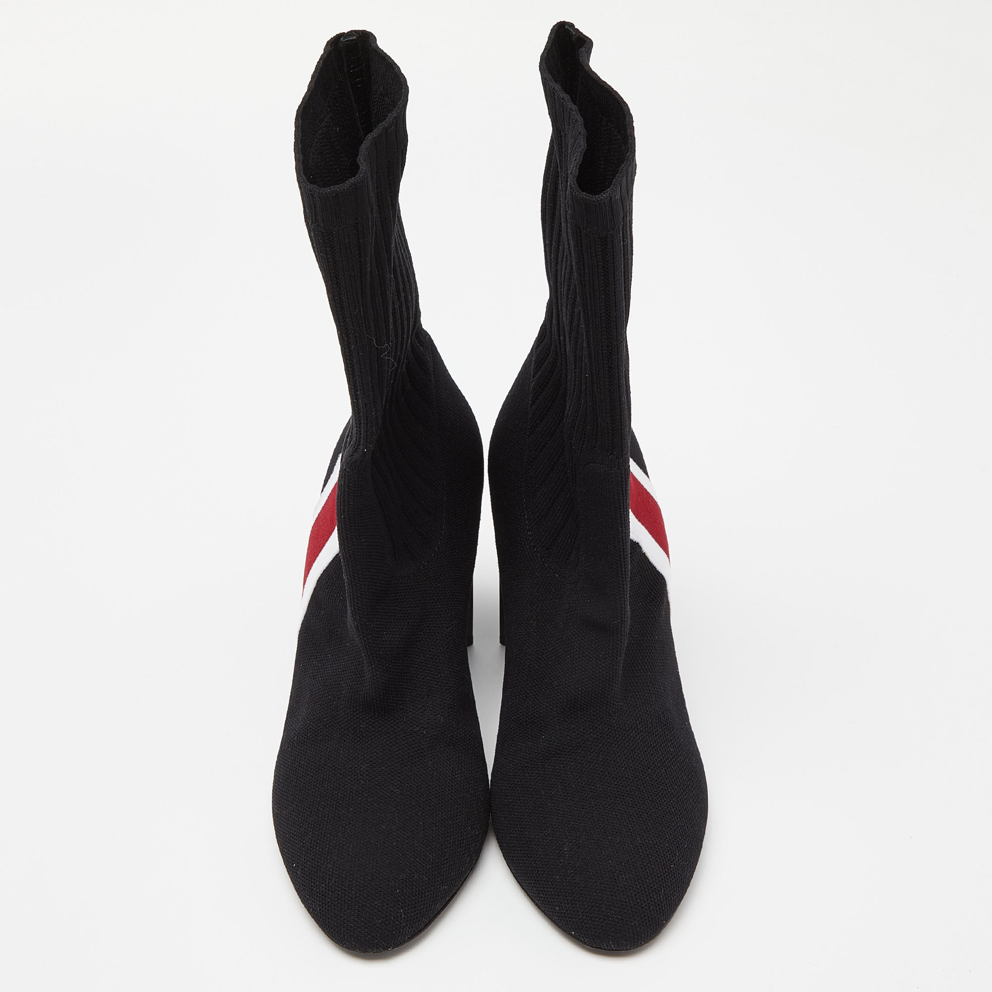 Louis Vuitton Black Knit Fabric LV Sock Ankle Boots Size 39