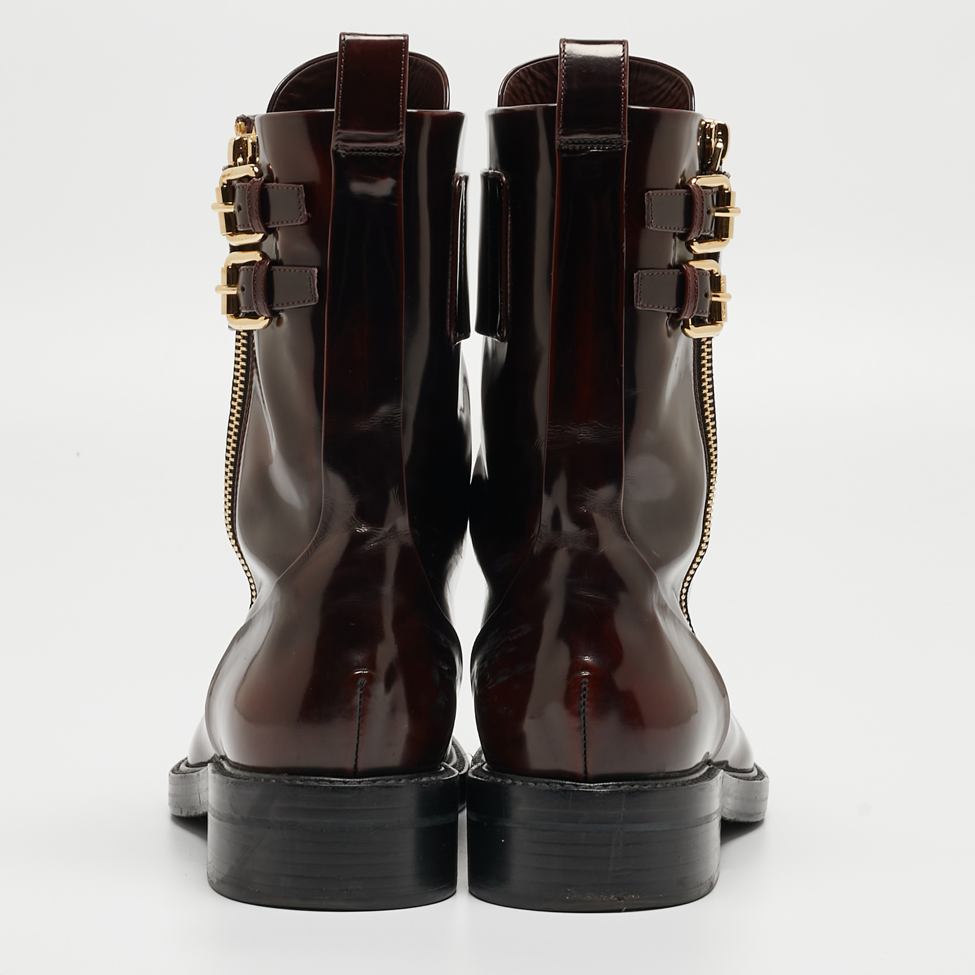 Louis Vuitton Burgundy Patent Diplomacy Ranger Boots Size 40