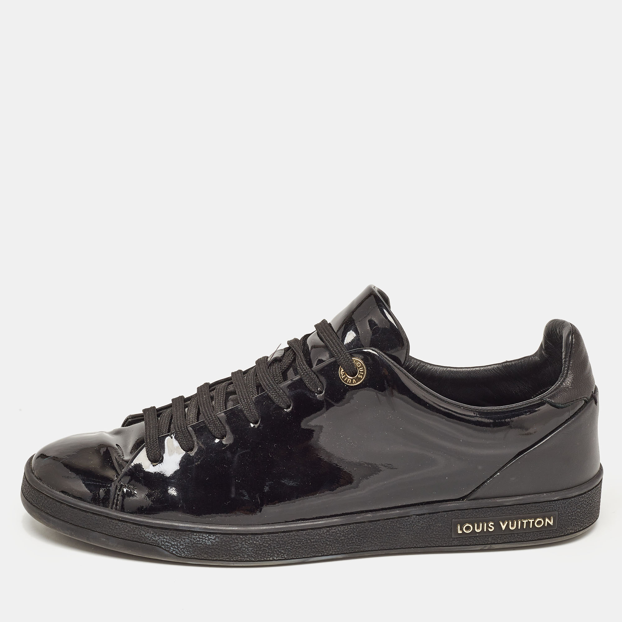 Louis Vuitton Black Patent And Leather Frontrow Sneakers Size 41