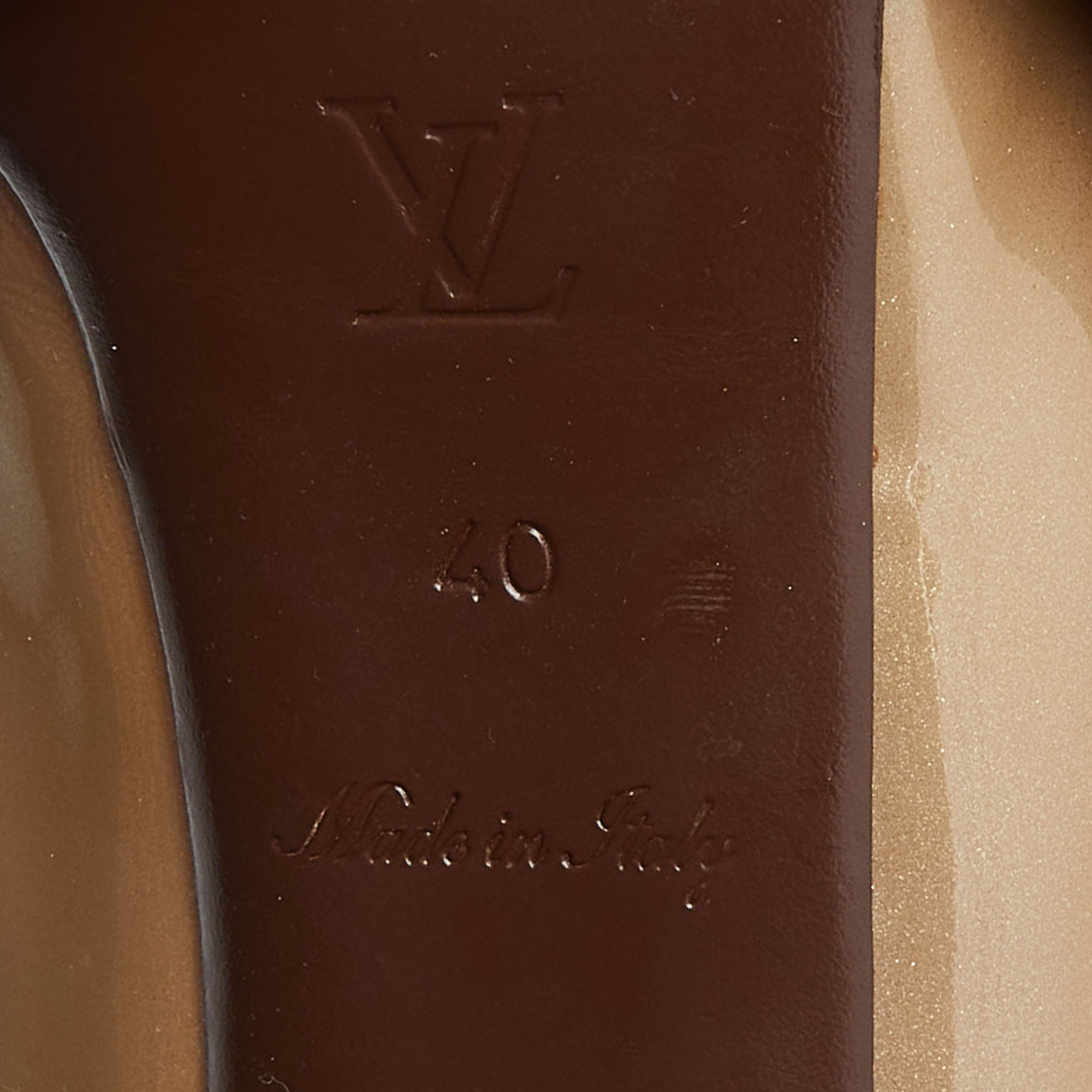 Louis Vuitton Beige Patent Leather Oh Really! Platform Peep Toe Pumps Size 40