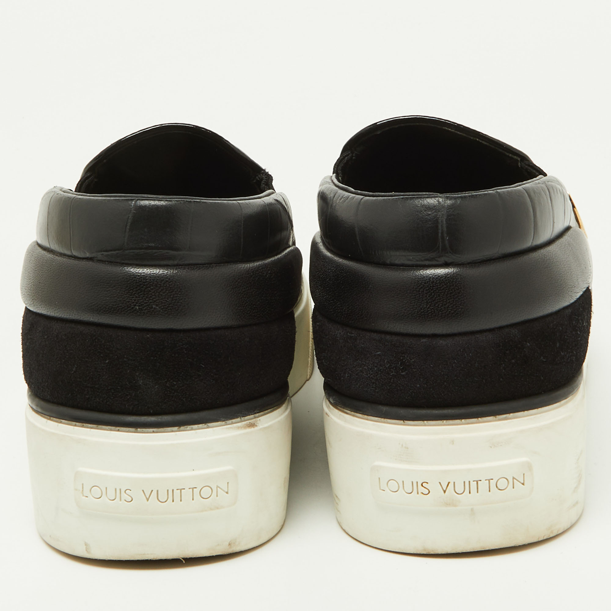 Louis Vuitton Black Patent And Leather Catwalk Sneakers Size 38.5