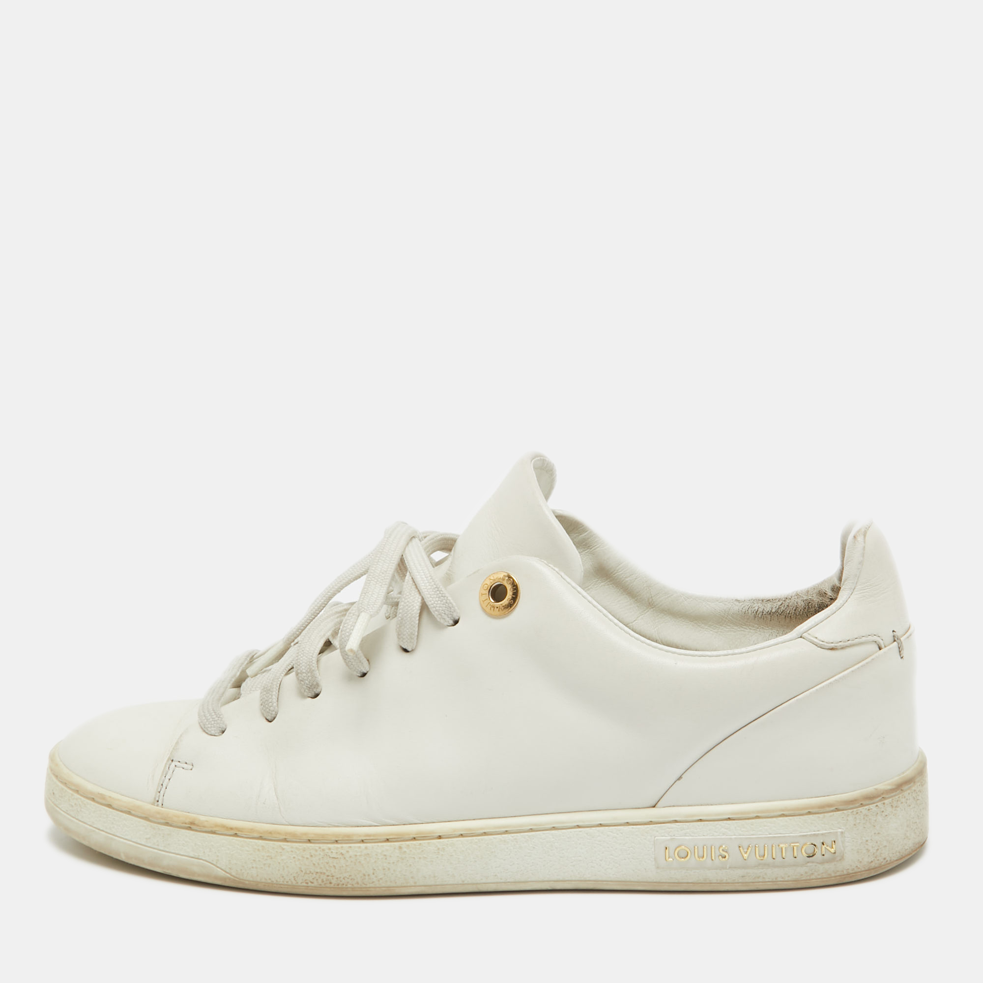Louis vuitton white leather frontrow sneakers size 37.5