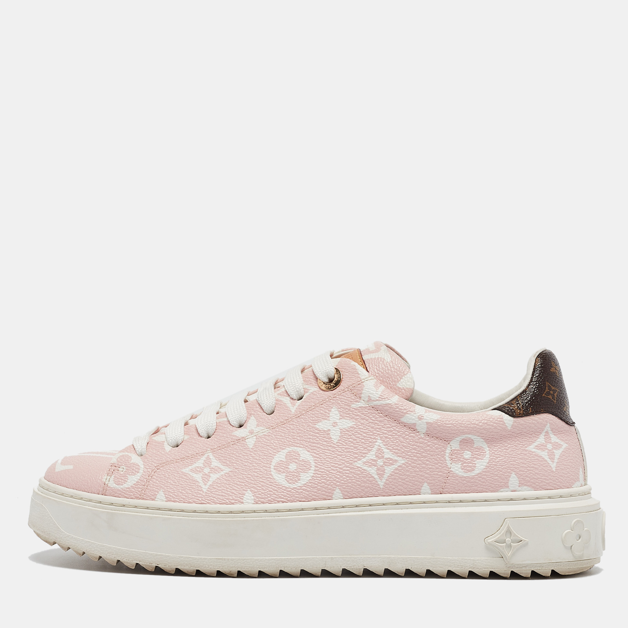 Louis vuitton pink monogram giant canvas time out sneakers size 39