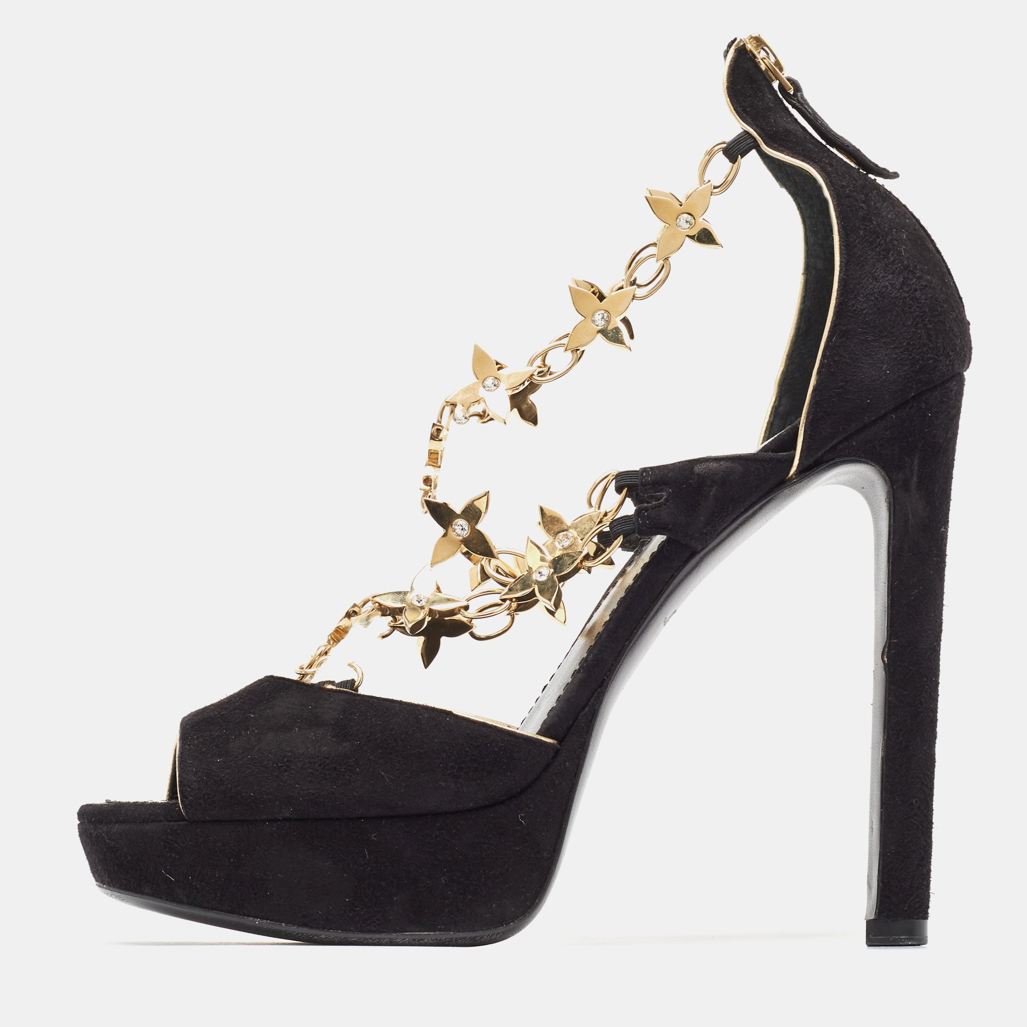 Louis Vuitton Black Suede Gold Sweater Lady Open Toe Platform Sandals Size
Louis Vuitton Black Suede Gold Sweater Lady Open Toe Platform Sandals Size