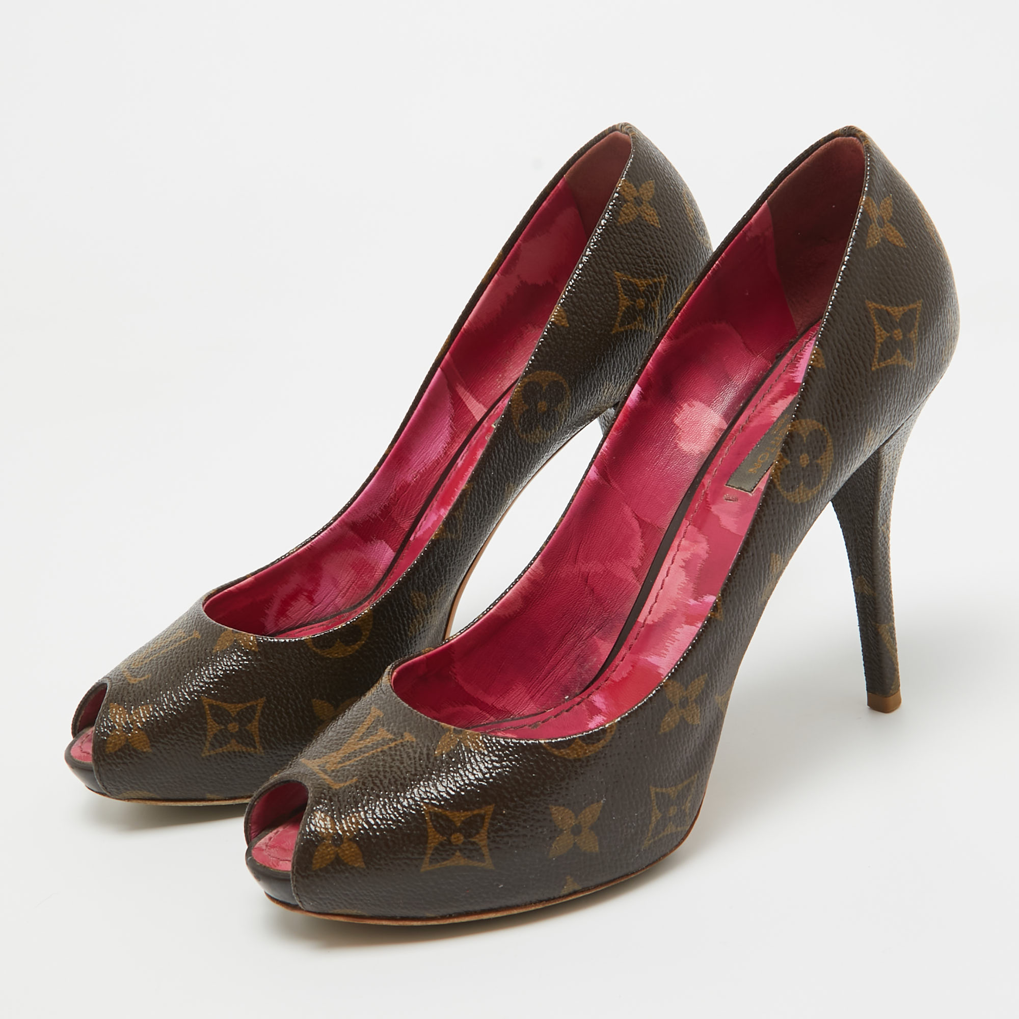 Louis Vuitton Monogram Canvas Rosemary Platform Pumps Size 37.5