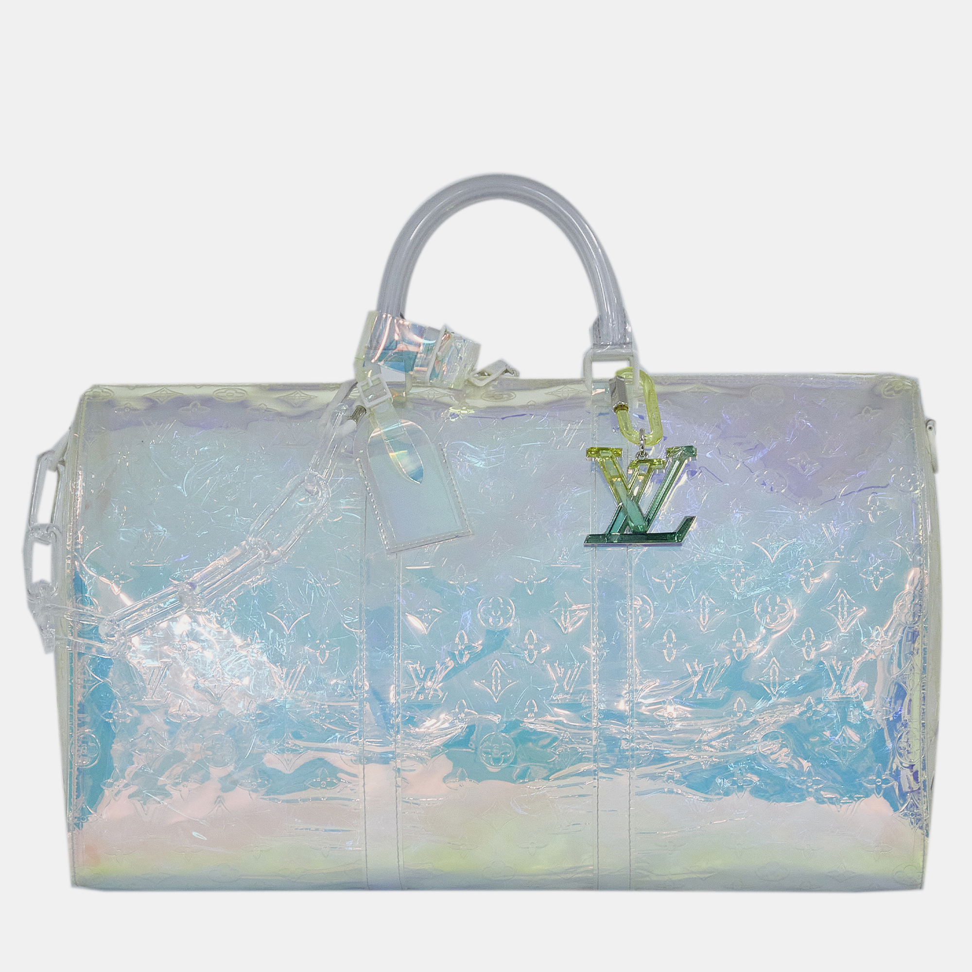 Louis Vuitton White PVC Monogram Prism Keepall Bandouliere 50
Louis Vuitton White PVC Monogram Prism Keepall Bandouliere 50