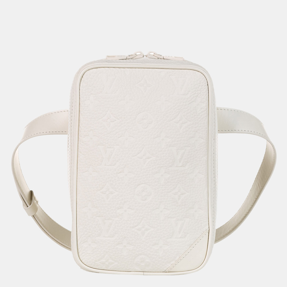 Louis vuitton white monogram taurillon utility side belt bag