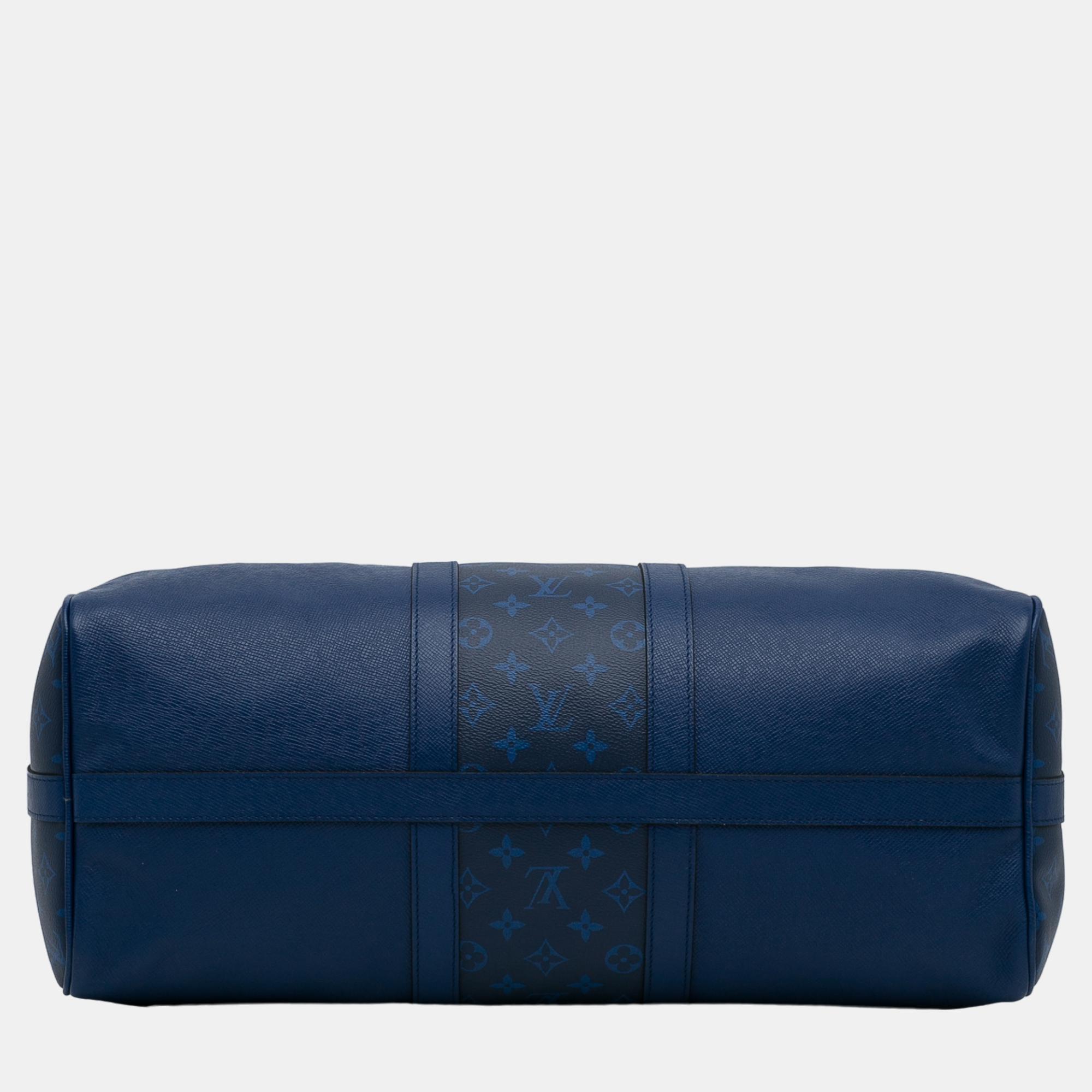 Louis Vuitton Blue Taigarama Keepall Bandouliere 50