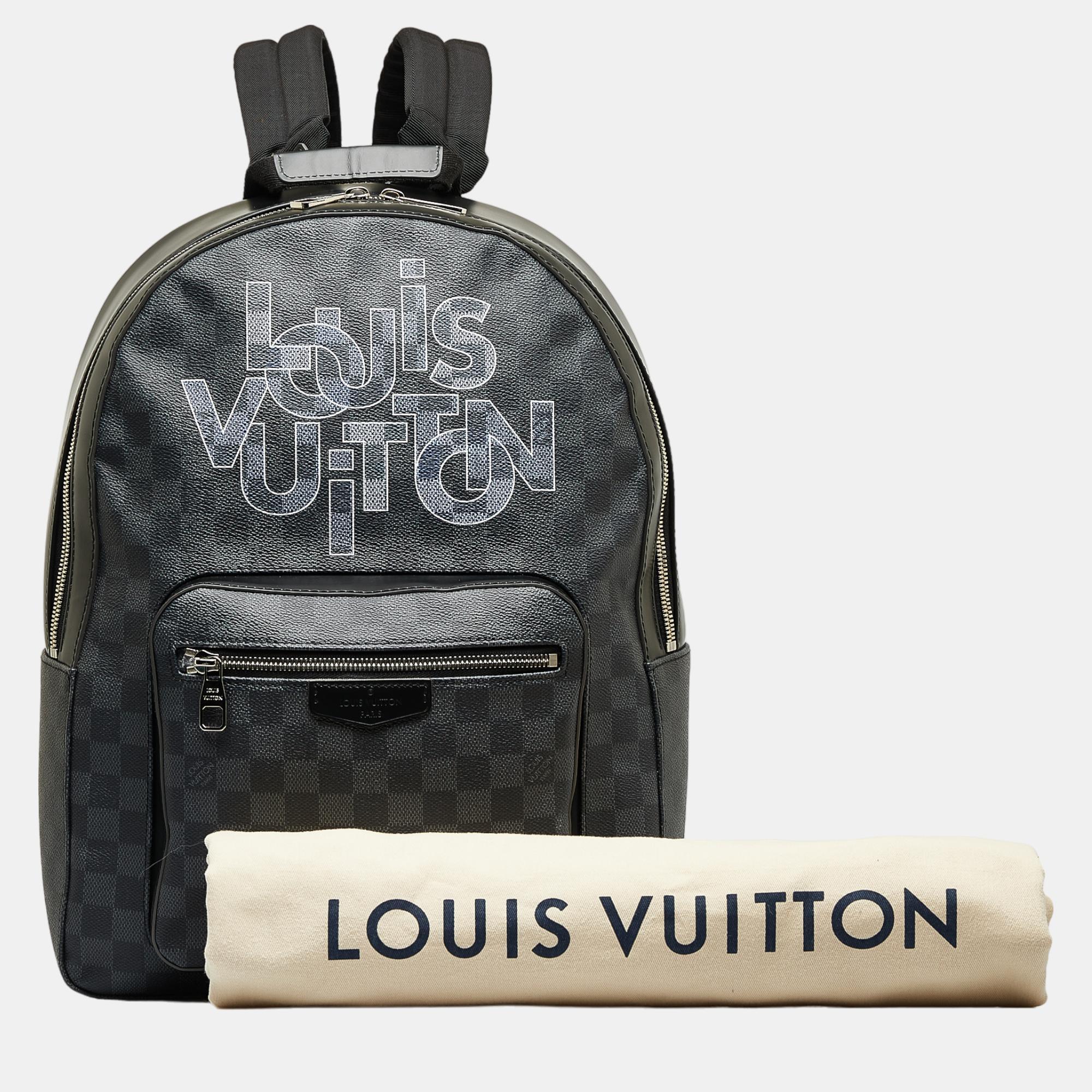 Louis Vuitton Black Damier Graphite Interlinking Logo Josh Backpack